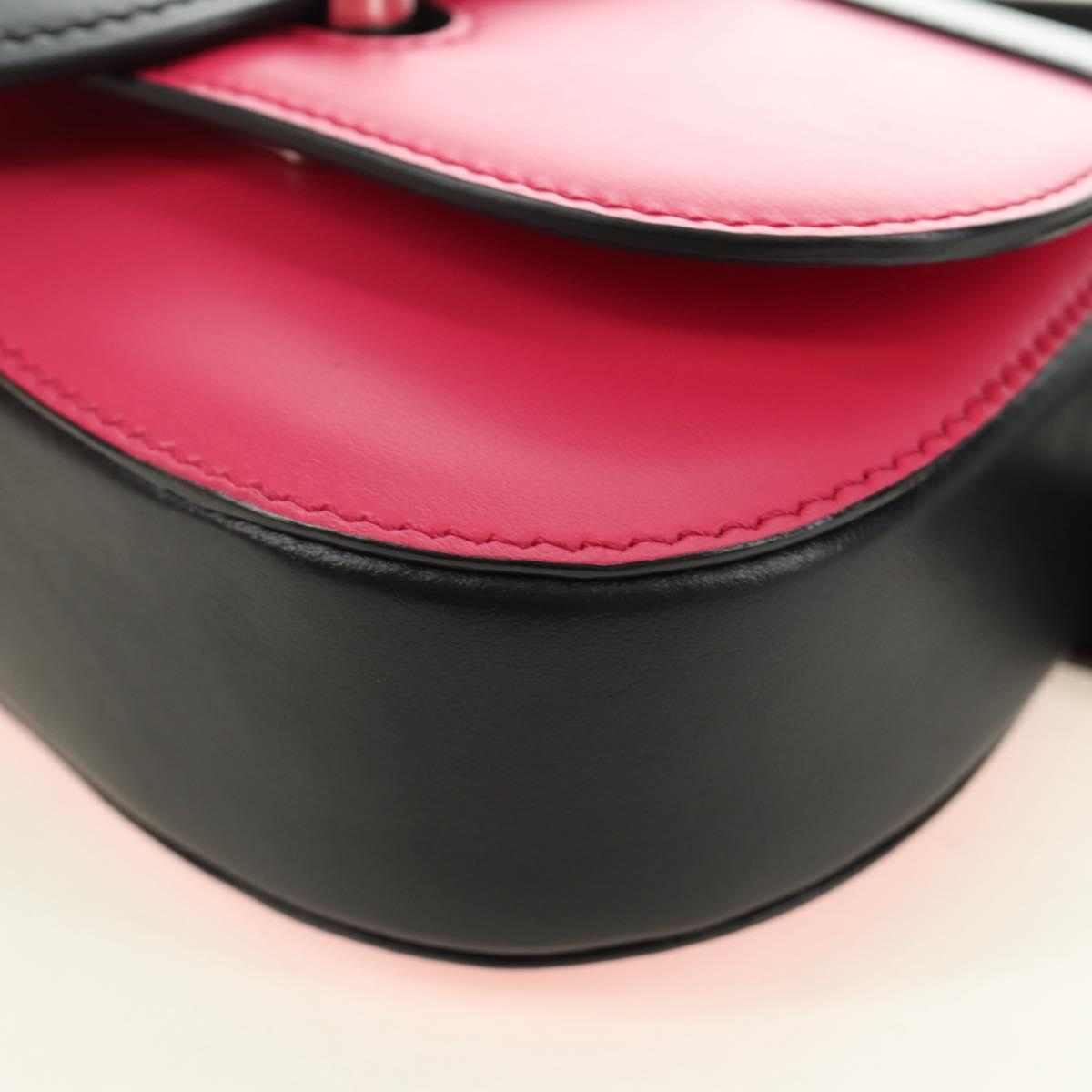 PRADA Sydney Chain Shoulder Bag Leather 2way Black Pink Silver Auth 186637SAM