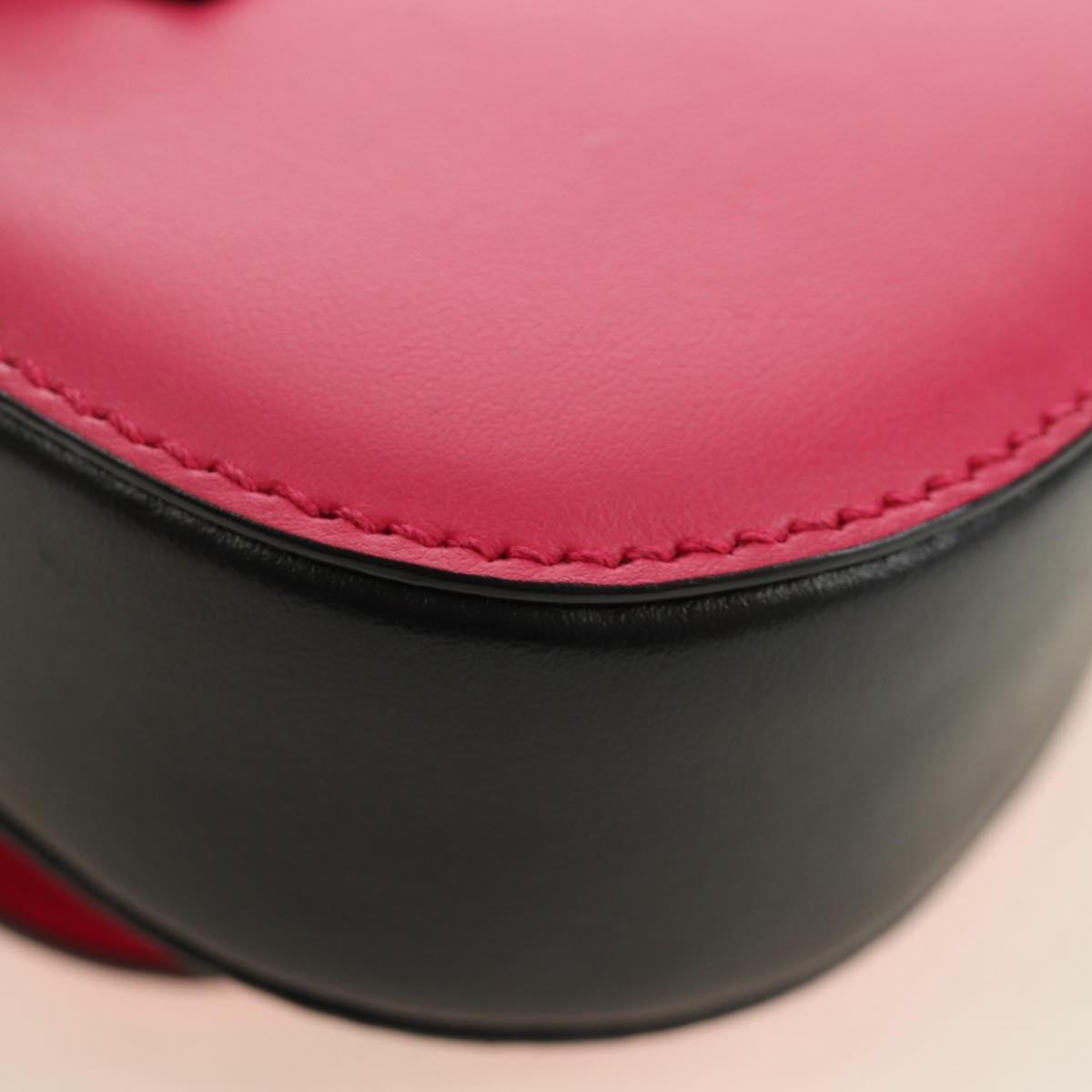 PRADA Sydney Chain Shoulder Bag Leather 2way Black Pink Silver Auth 186637SAM