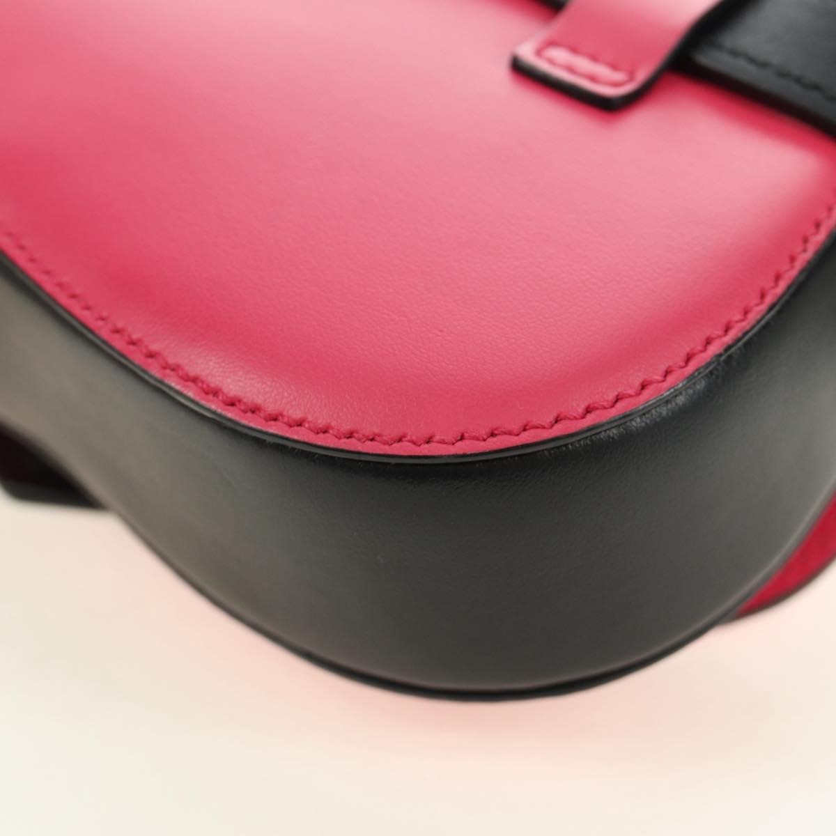 PRADA Sydney Chain Shoulder Bag Leather 2way Black Pink Silver Auth 186637SAM