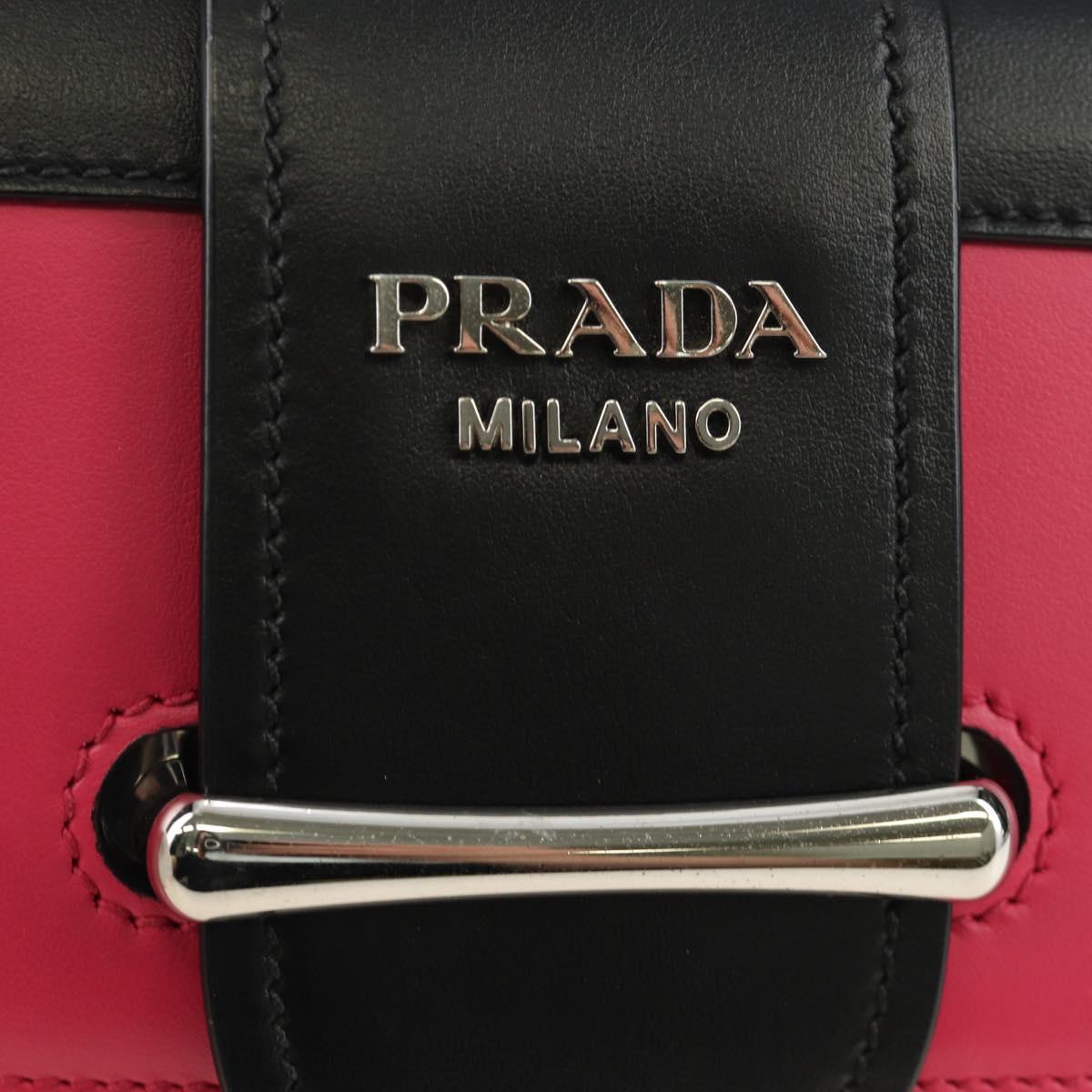 PRADA Sydney Chain Shoulder Bag Leather 2way Black Pink Silver Auth 186637SAM