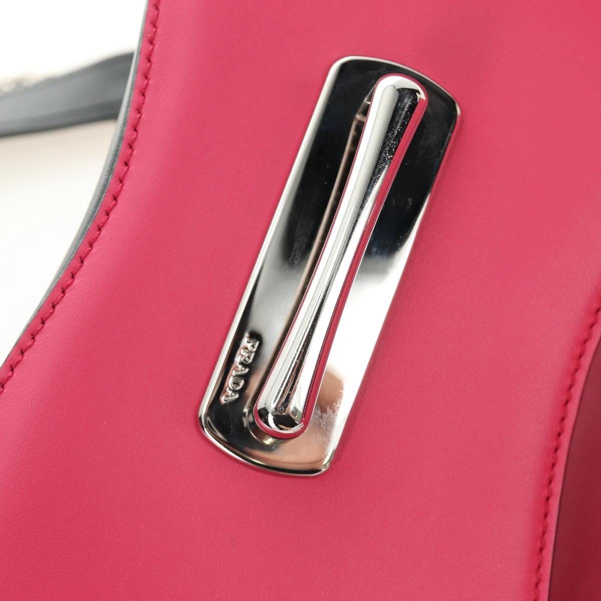 PRADA Sydney Chain Shoulder Bag Leather 2way Black Pink Silver Auth 186637SAM