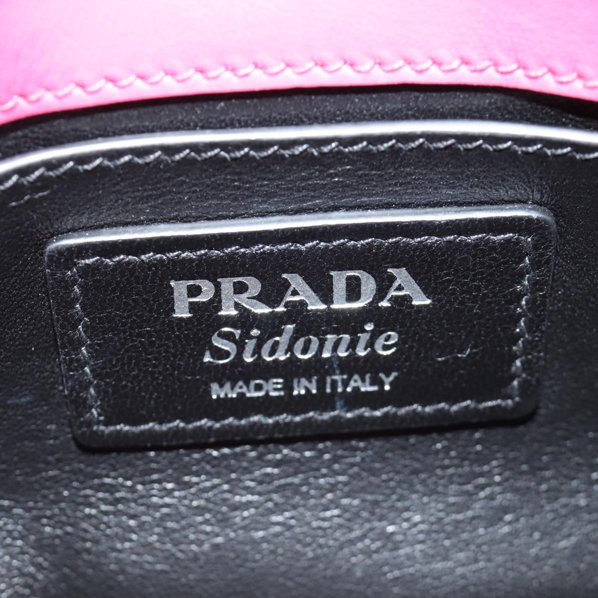 PRADA Sydney Chain Shoulder Bag Leather 2way Black Pink Silver Auth 186637SAM