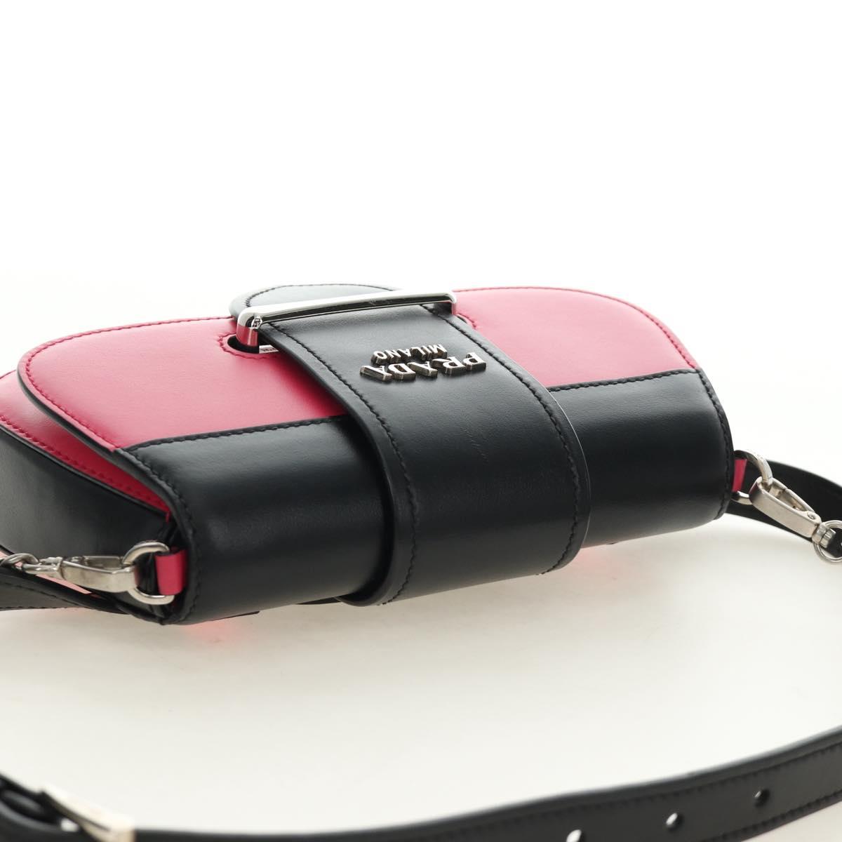 PRADA Sydney Chain Shoulder Bag Leather 2way Black Pink Silver Auth 186637SAM