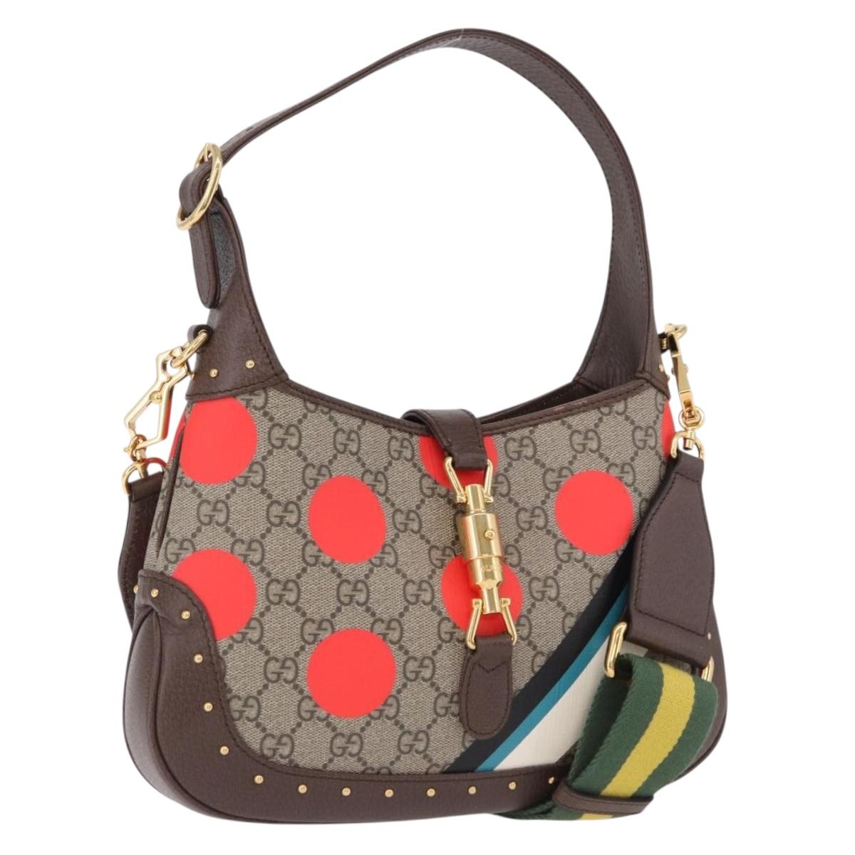 GUCCI Jackie 1961 GG Supreme Bag PVC Leather 3way Beige 678843 Auth 186639SM