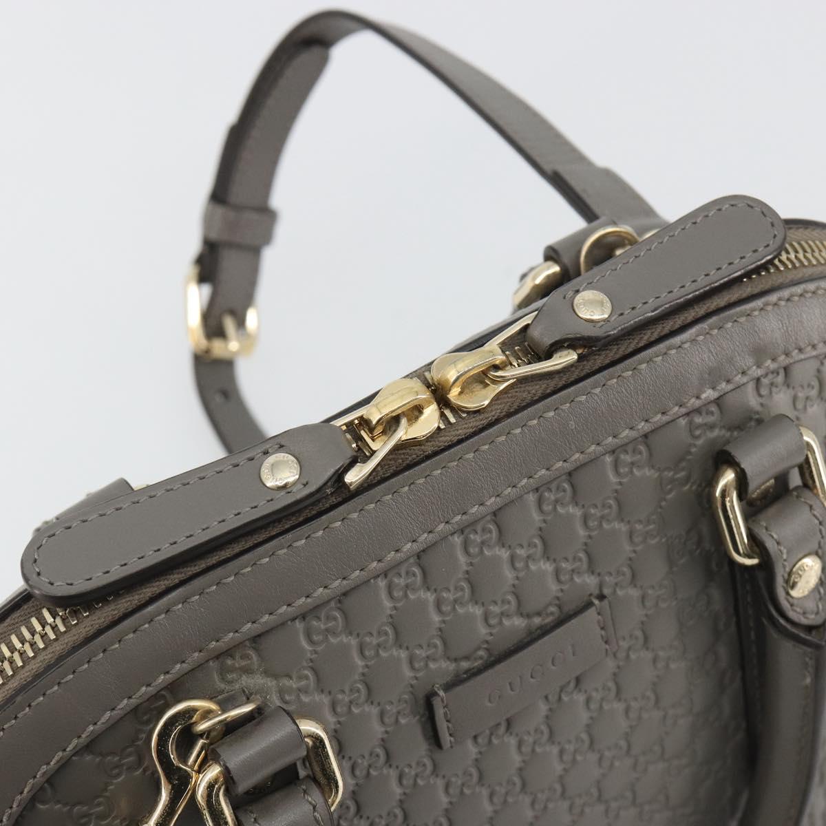 GUCCI Micro GG Canvas Guccissima Bag Leather 2way Gray Gold 449654 Auth 186642V