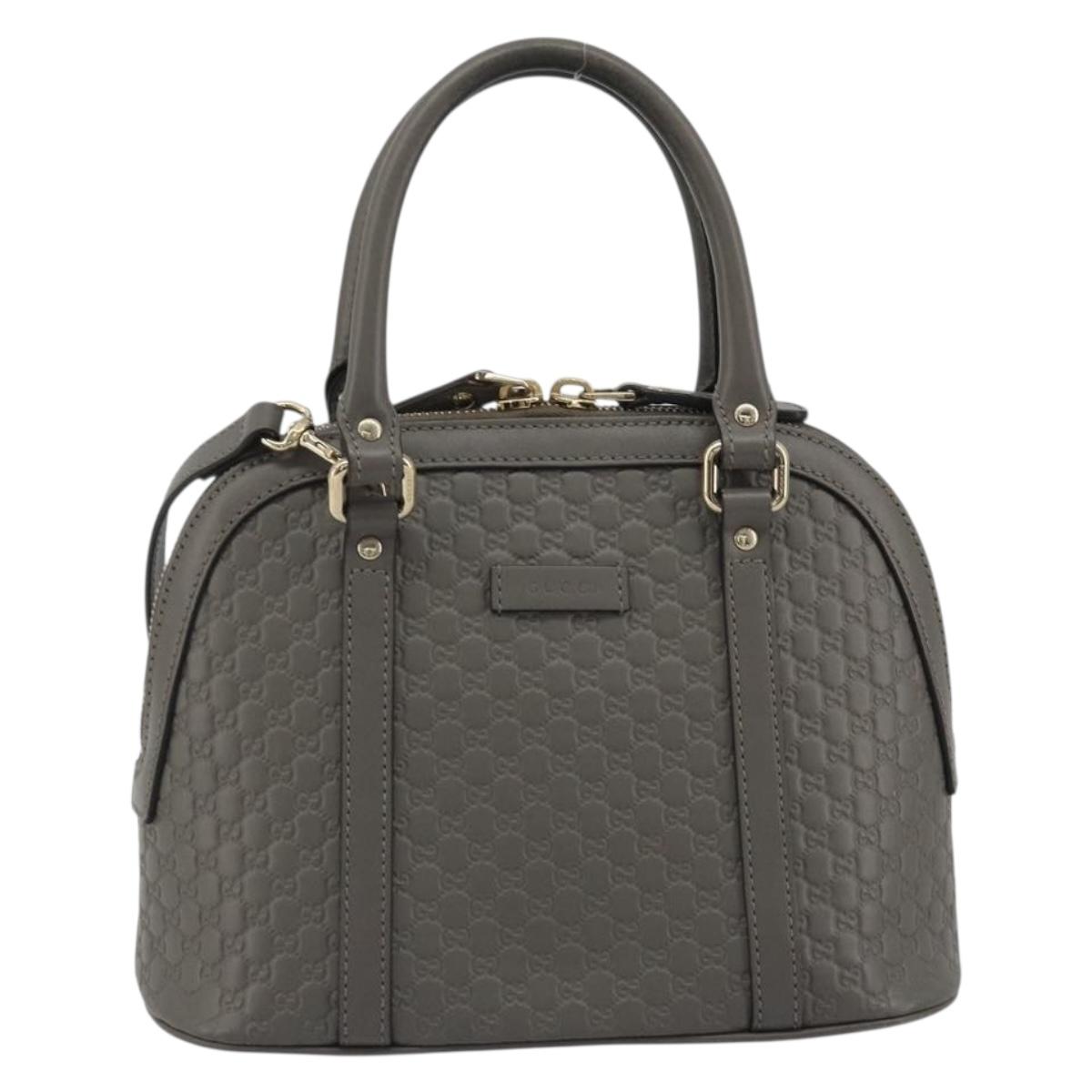 GUCCI Micro GG Canvas Guccissima Bag Leather 2way Gray Gold 449654 Auth 186642V