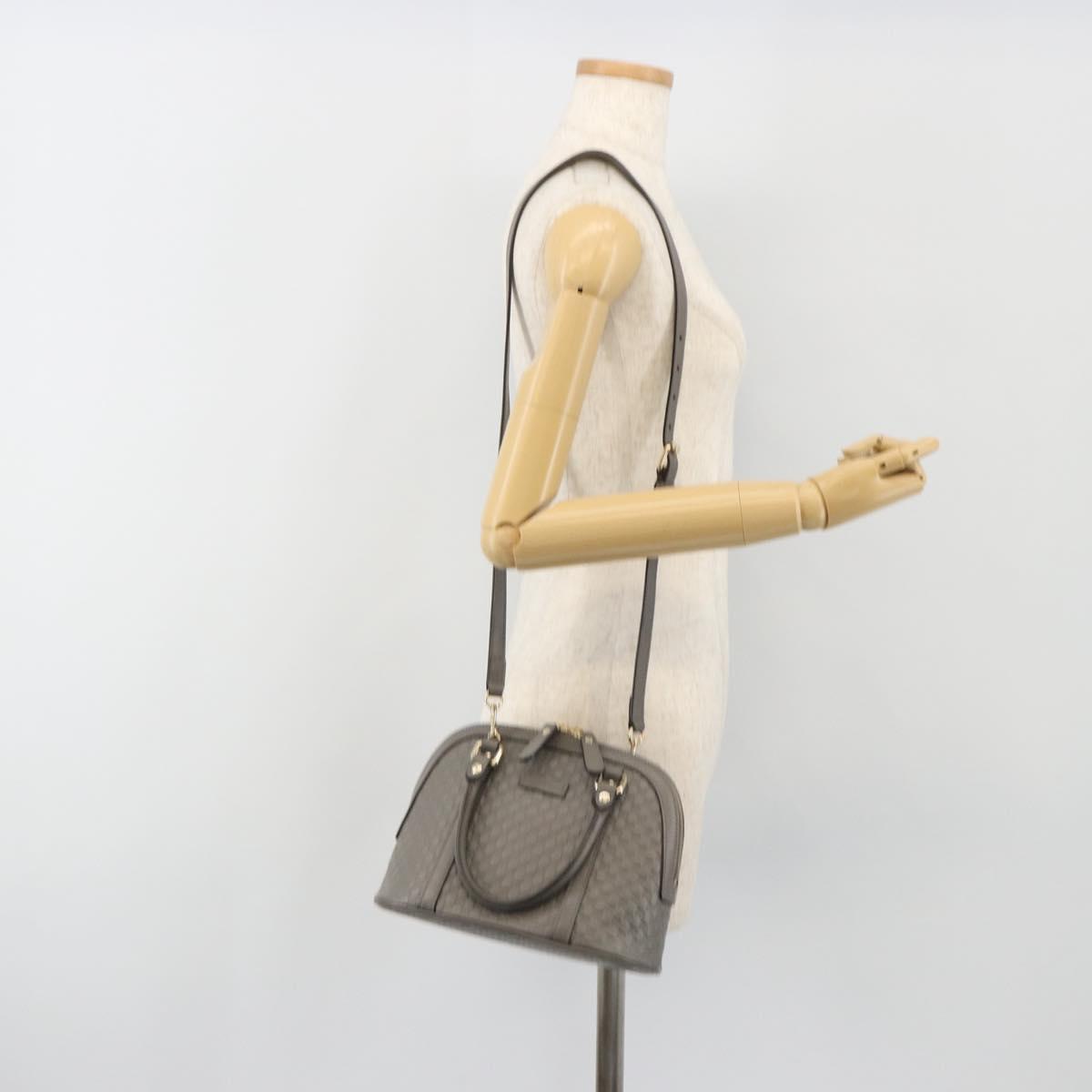 GUCCI Micro GG Canvas Guccissima Bag Leather 2way Gray Gold 449654 Auth 186642V