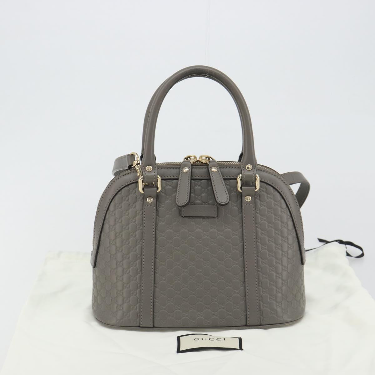 GUCCI Micro GG Canvas Guccissima Bag Leather 2way Gray Gold 449654 Auth 186642V