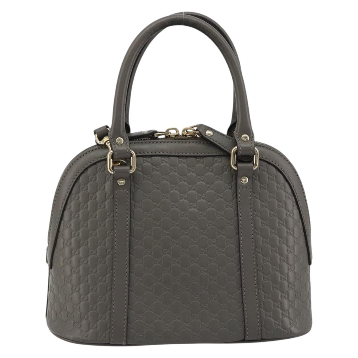 GUCCI Micro GG Canvas Guccissima Bag Leather 2way Gray Gold 449654 Auth 186642V