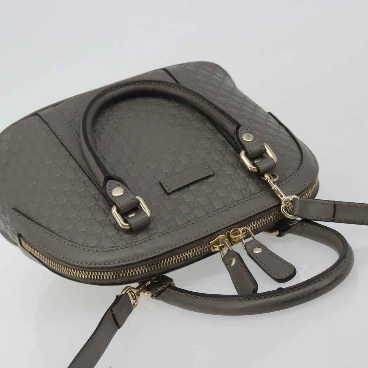 GUCCI Micro GG Canvas Guccissima Bag Leather 2way Gray Gold 449654 Auth 186642V