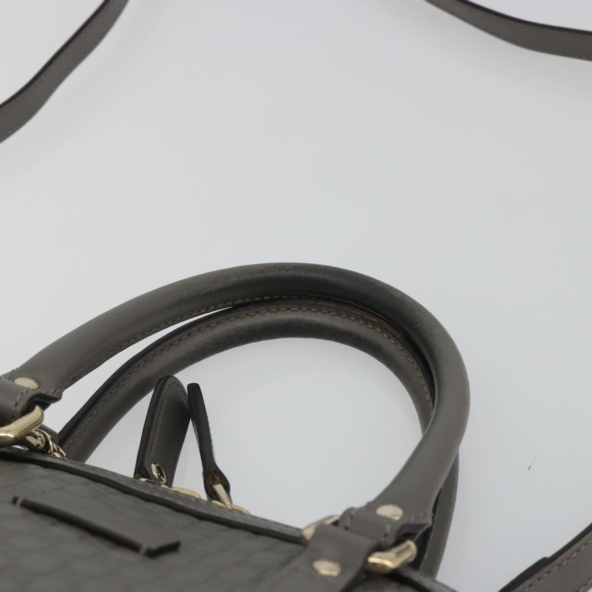 GUCCI Micro GG Canvas Guccissima Bag Leather 2way Gray Gold 449654 Auth 186642V