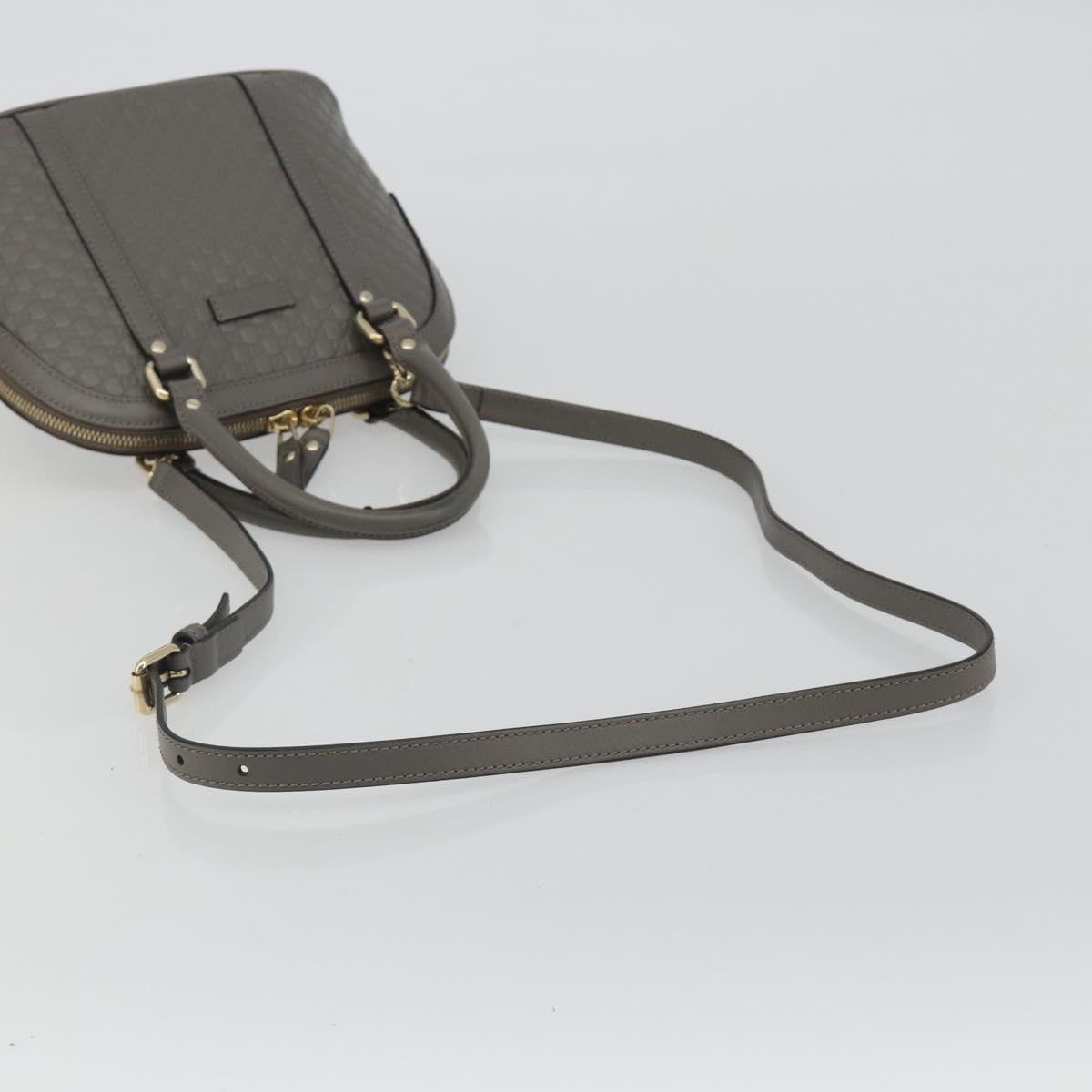 GUCCI Micro GG Canvas Guccissima Bag Leather 2way Gray Gold 449654 Auth 186642V