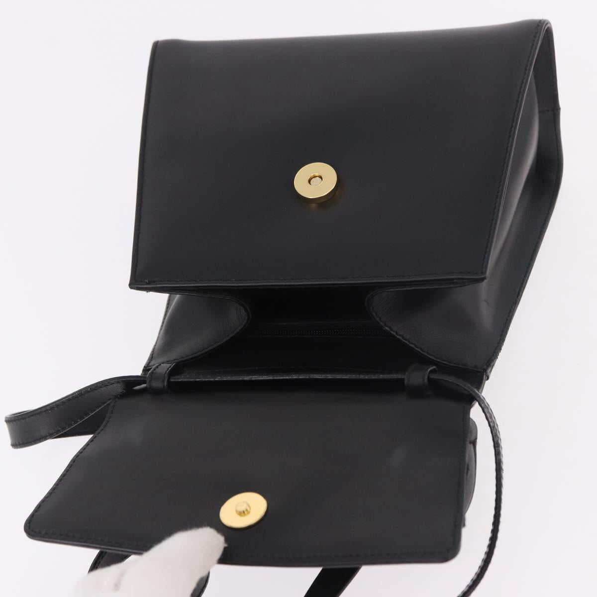 Salvatore Ferragamo Vala Ribbon Hand Bag Leather 2way Black Gold Auth 186645A