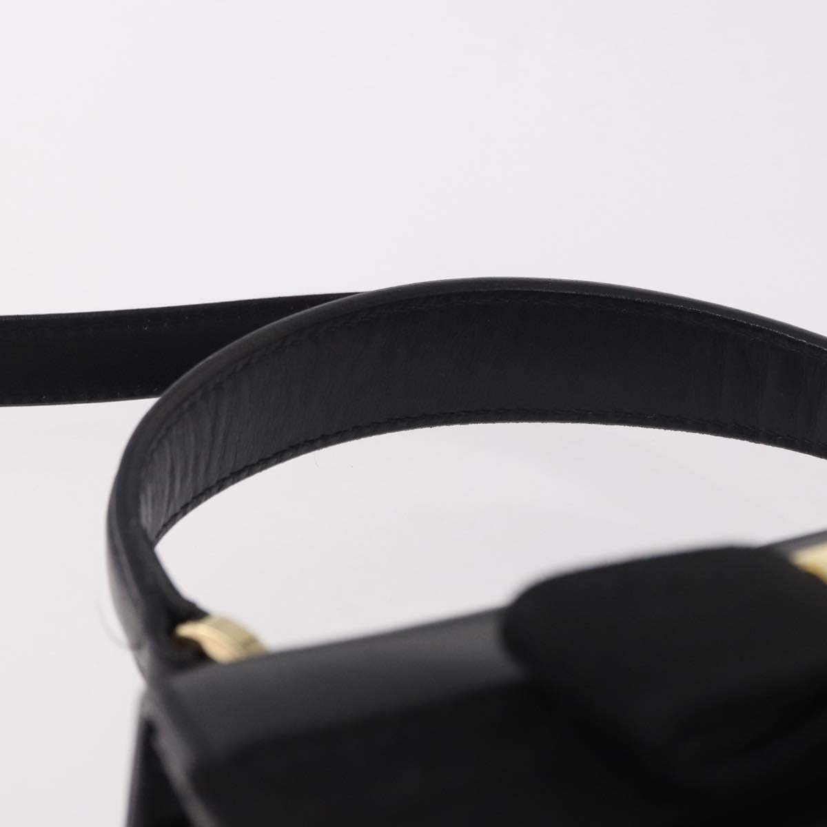 Salvatore Ferragamo Vala Ribbon Hand Bag Leather 2way Black Gold Auth 186645A