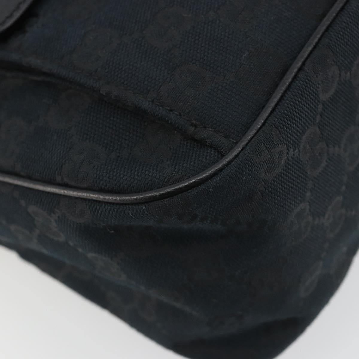 GUCCI GG Canvas Abbey Shoulder Bag Black Silver Silver 153025 Auth 186646SAV