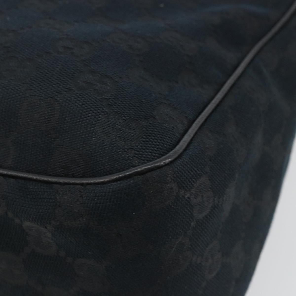 GUCCI GG Canvas Abbey Shoulder Bag Black Silver Silver 153025 Auth 186646SAV