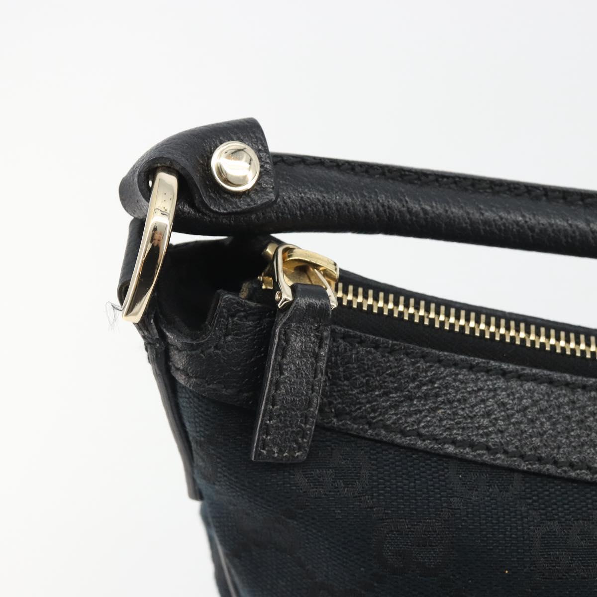 GUCCI GG Canvas Abbey Shoulder Bag Black Silver Silver 153025 Auth 186646SAV