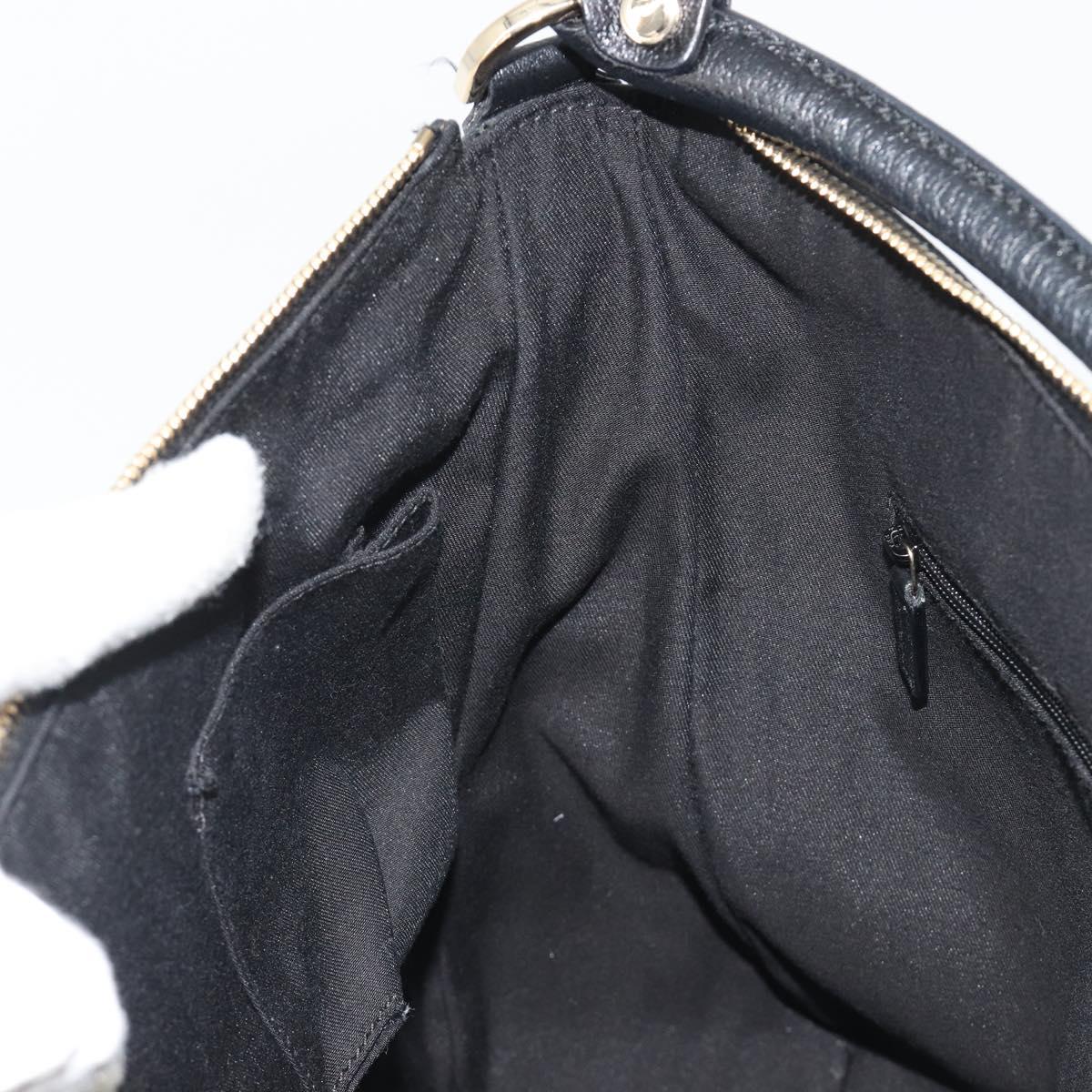 GUCCI GG Canvas Abbey Shoulder Bag Black Silver Silver 153025 Auth 186646SAV