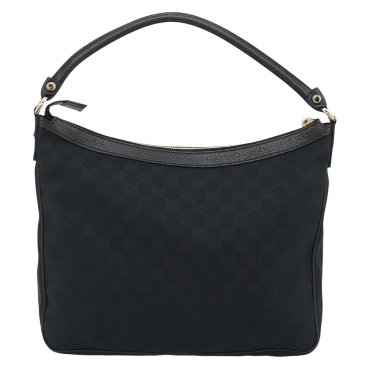 GUCCI GG Canvas Abbey Shoulder Bag Black Silver Silver 153025 Auth 186646SAV