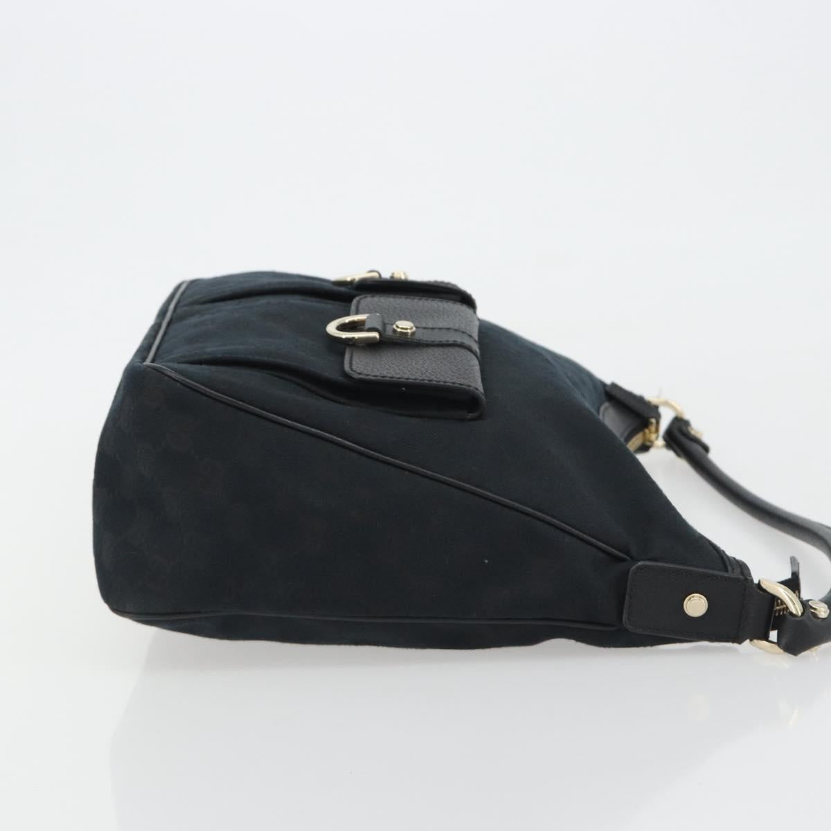 GUCCI GG Canvas Abbey Shoulder Bag Black Silver Silver 153025 Auth 186646SAV