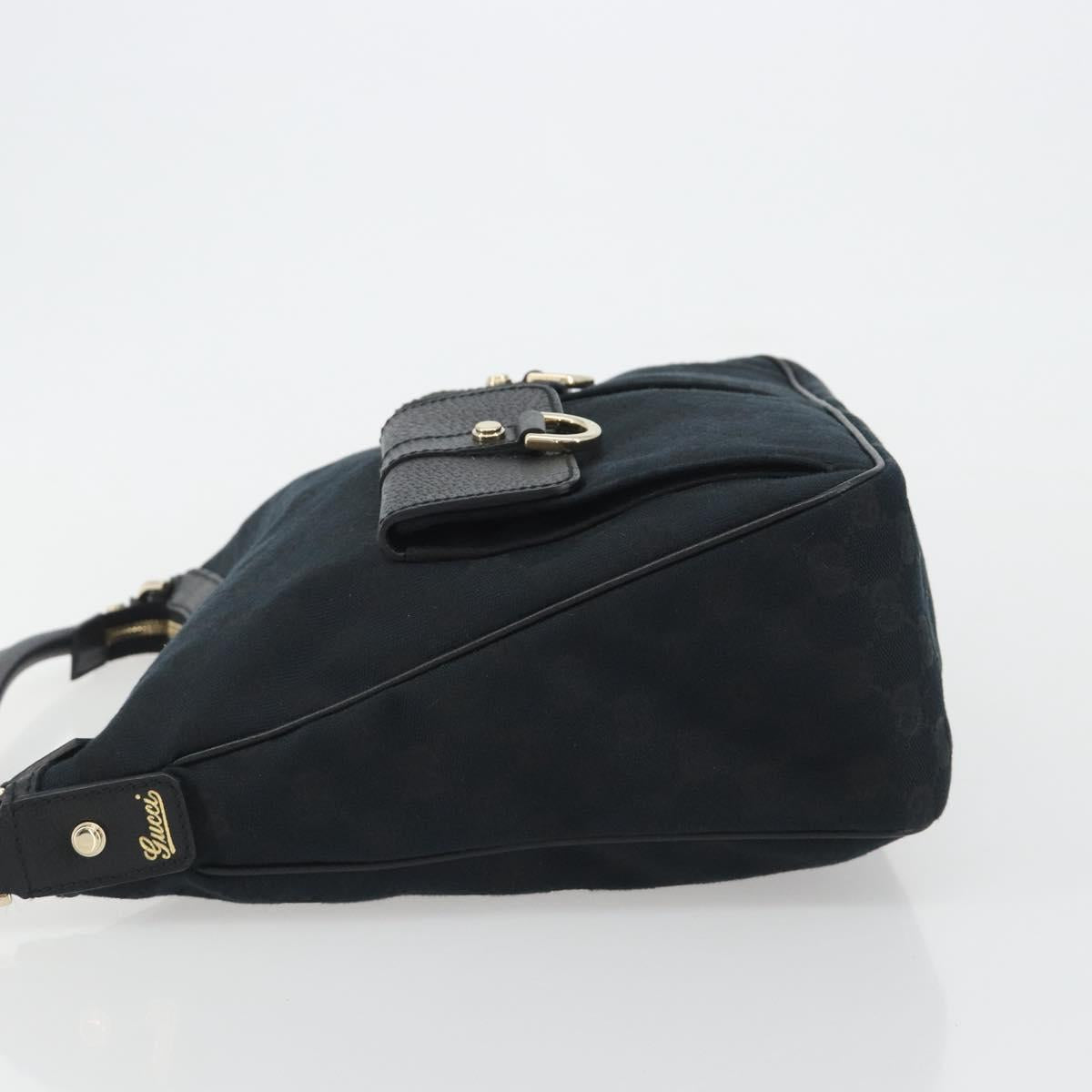 GUCCI GG Canvas Abbey Shoulder Bag Black Silver Silver 153025 Auth 186646SAV