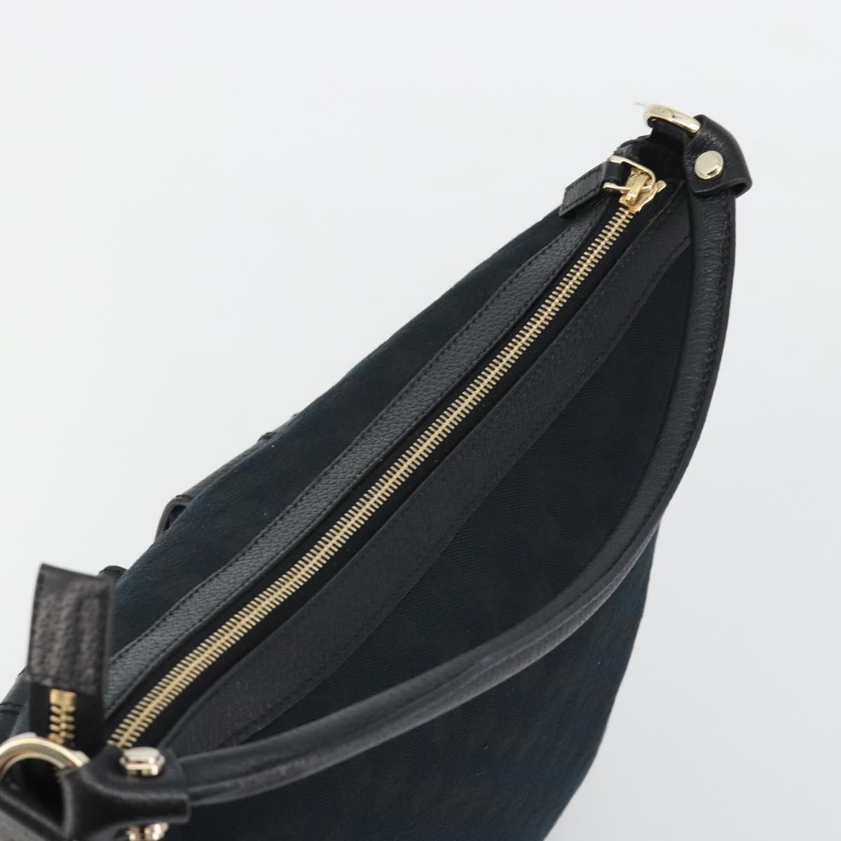 GUCCI GG Canvas Abbey Shoulder Bag Black Silver Silver 153025 Auth 186646SAV