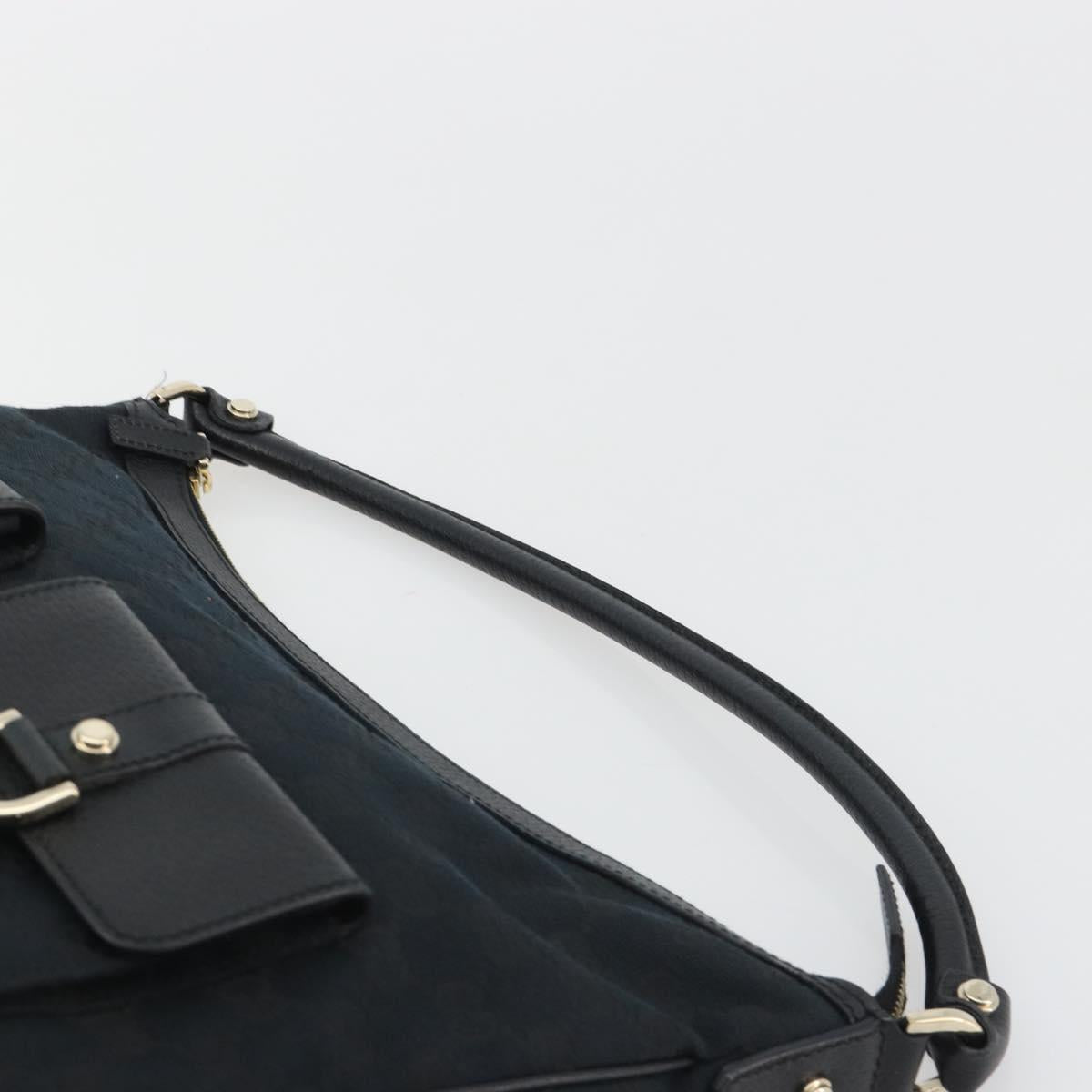 GUCCI GG Canvas Abbey Shoulder Bag Black Silver Silver 153025 Auth 186646SAV
