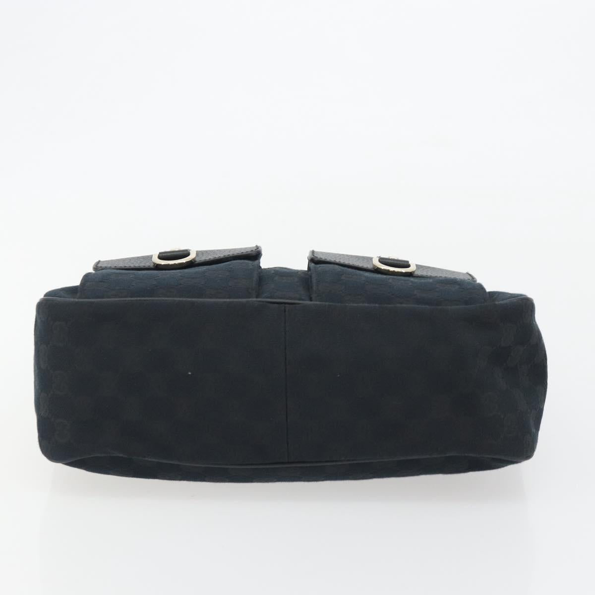 GUCCI GG Canvas Abbey Shoulder Bag Black Silver Silver 153025 Auth 186646SAV