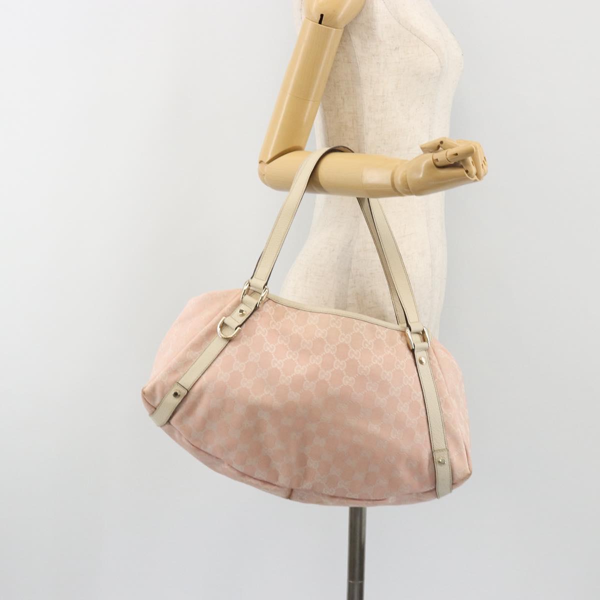 GUCCI GG Canvas Abbey Tote Bag Pink Gold 130736 Auth 186647