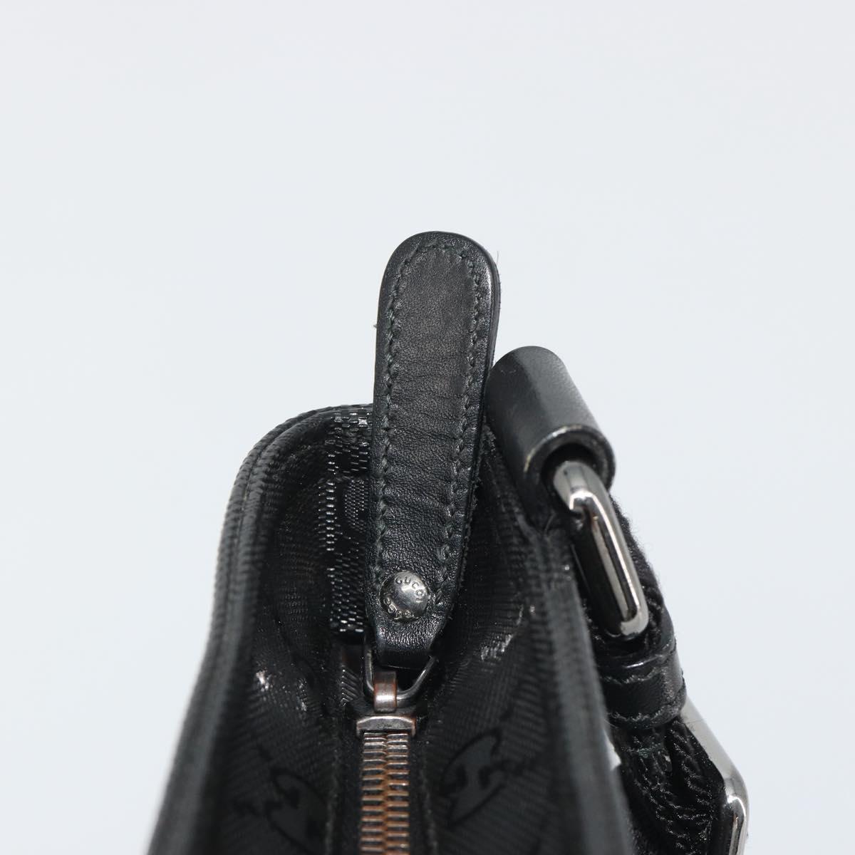 GUCCI GG Implementation Shoulder Bag PVC Black Silver 201538 Auth 186648V