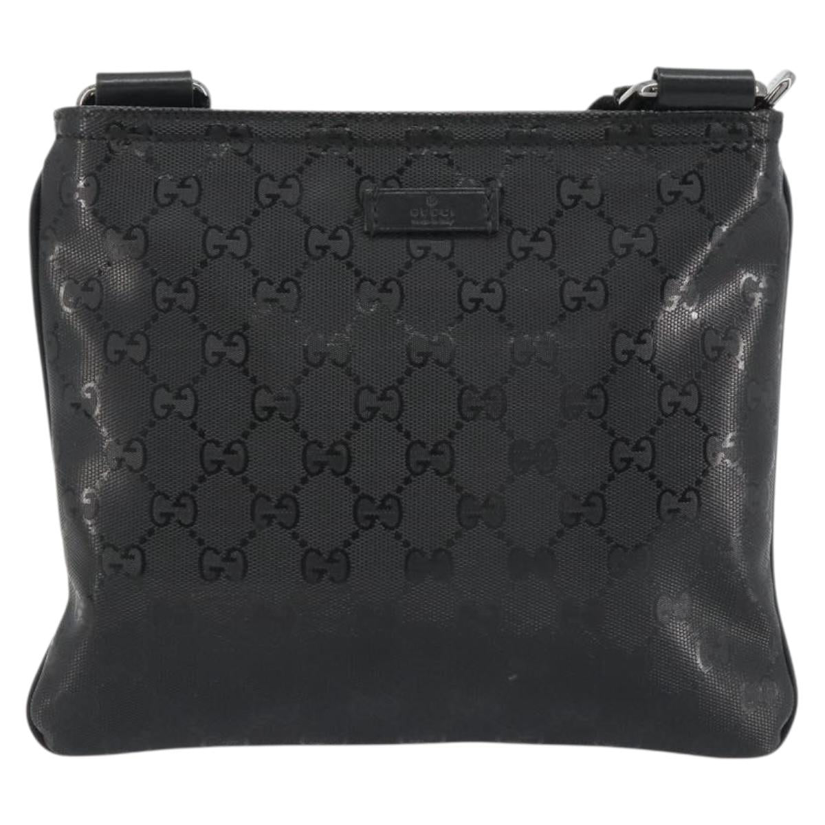 GUCCI GG Implementation Shoulder Bag PVC Black Silver 201538 Auth 186648V