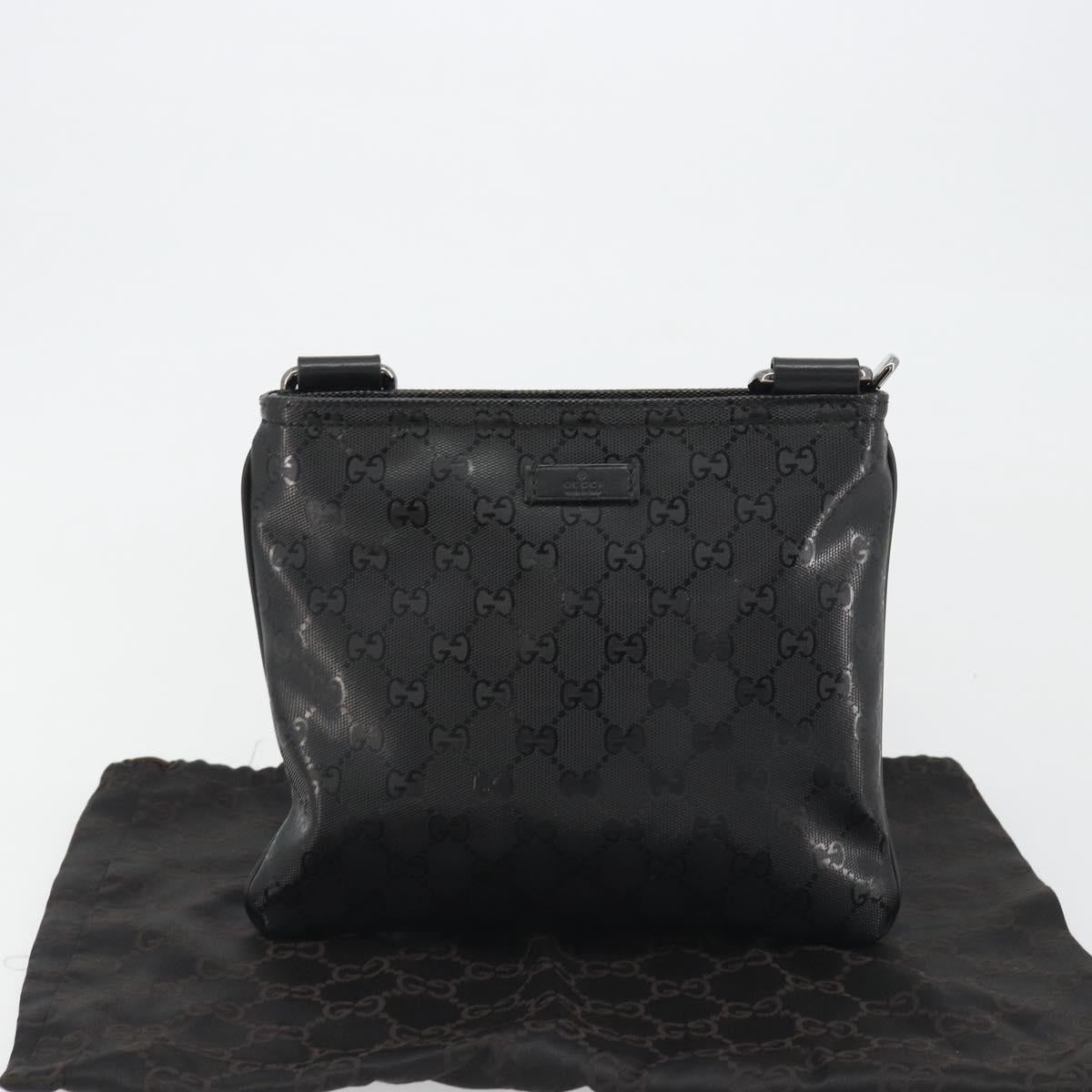 GUCCI GG Implementation Shoulder Bag PVC Black Silver 201538 Auth 186648V