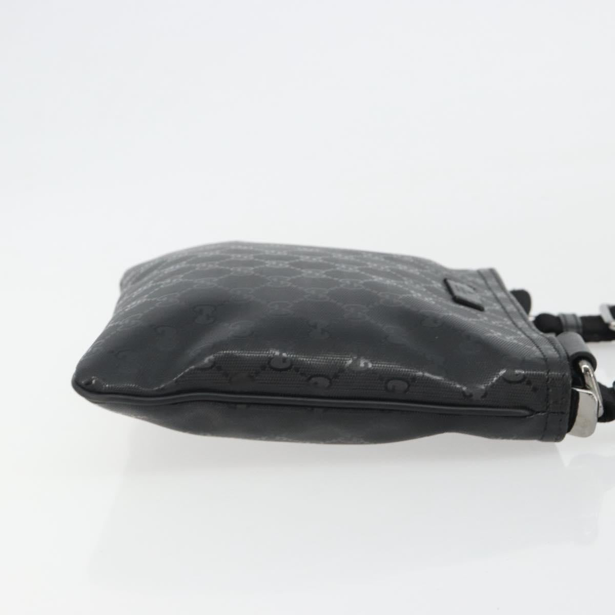 GUCCI GG Implementation Shoulder Bag PVC Black Silver 201538 Auth 186648V