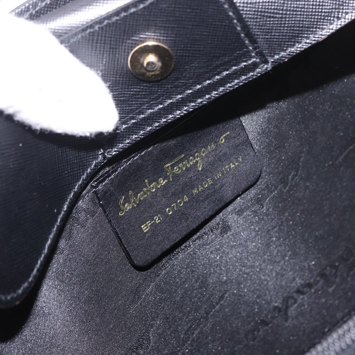 Salvatore Ferragamo Tote Bag Leather Black Gold Auth 186649A