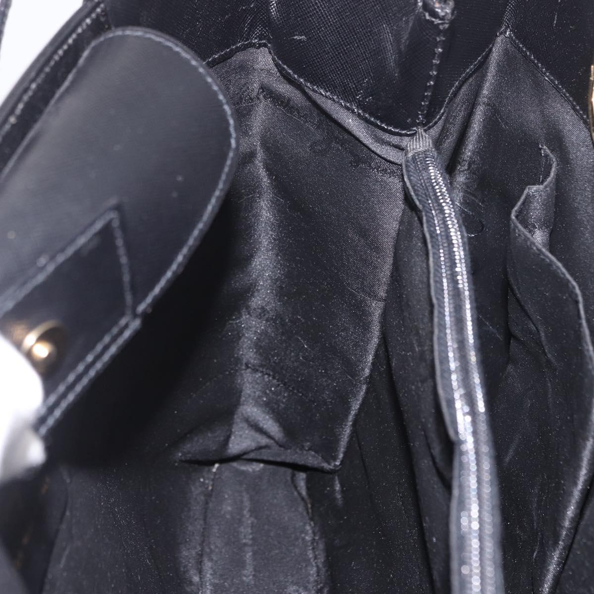 Salvatore Ferragamo Tote Bag Leather Black Gold Auth 186649A