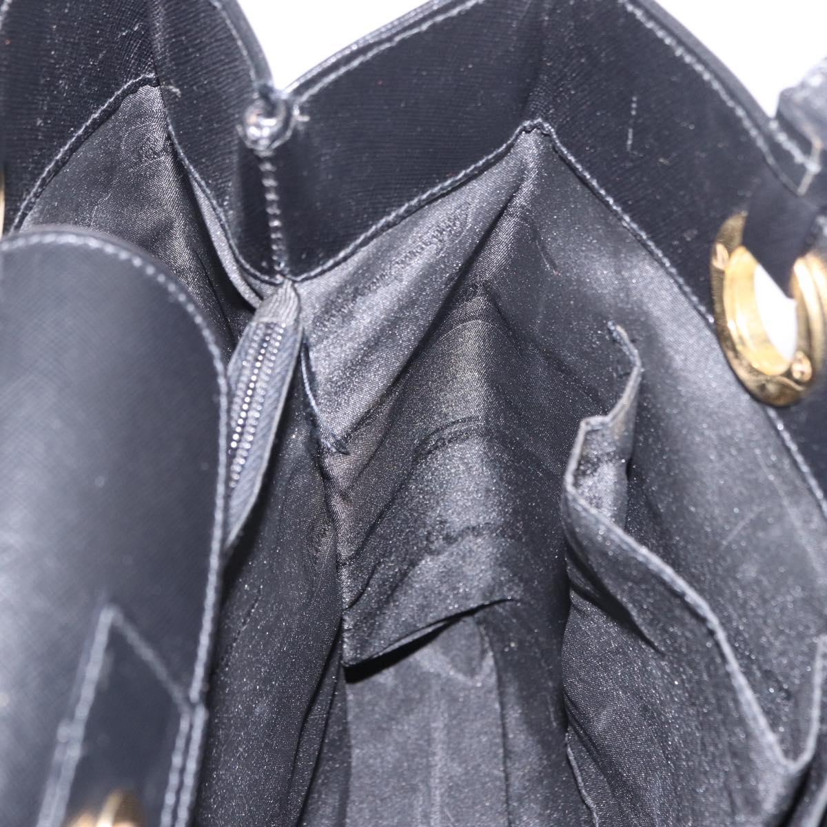 Salvatore Ferragamo Tote Bag Leather Black Gold Auth 186649A