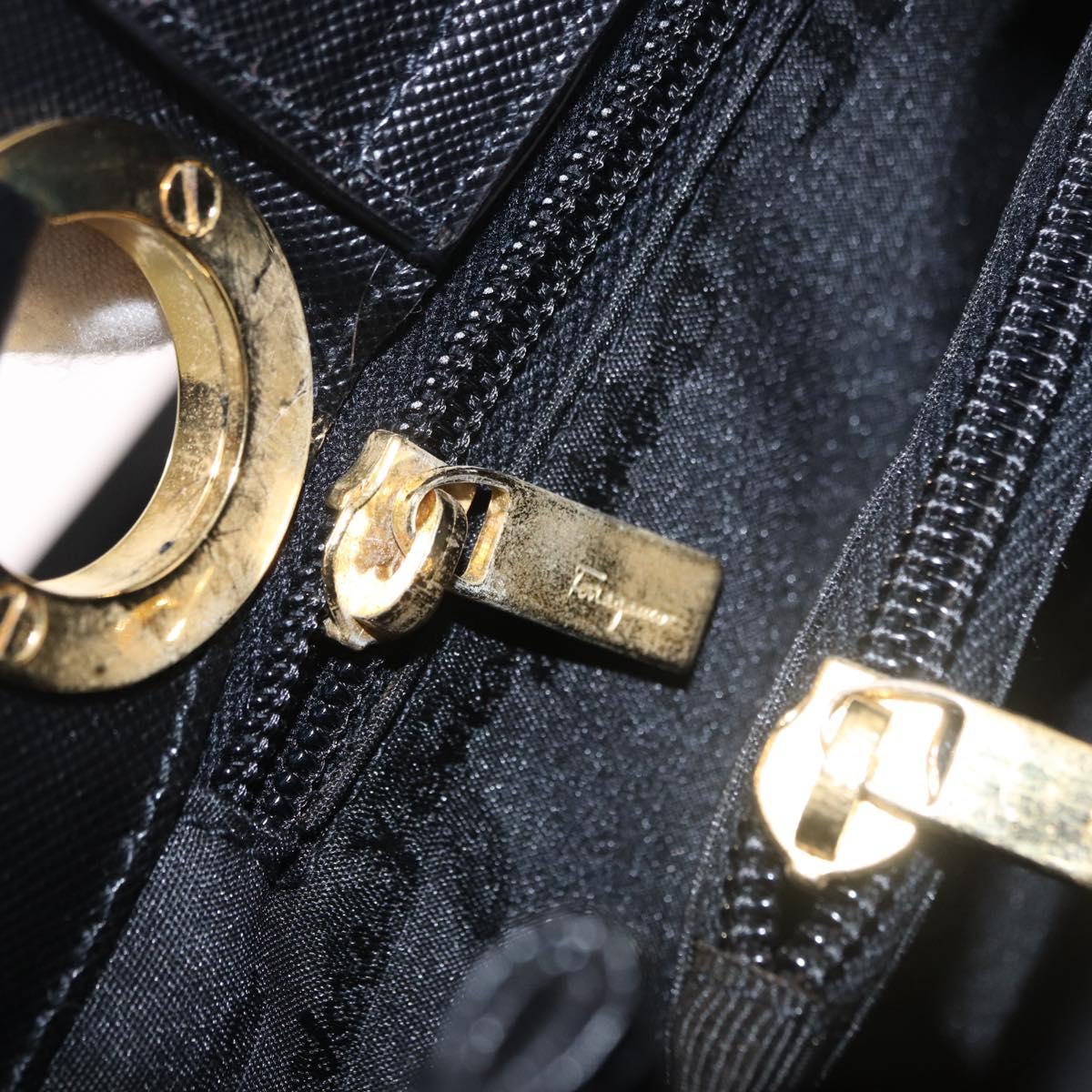 Salvatore Ferragamo Tote Bag Leather Black Gold Auth 186649A