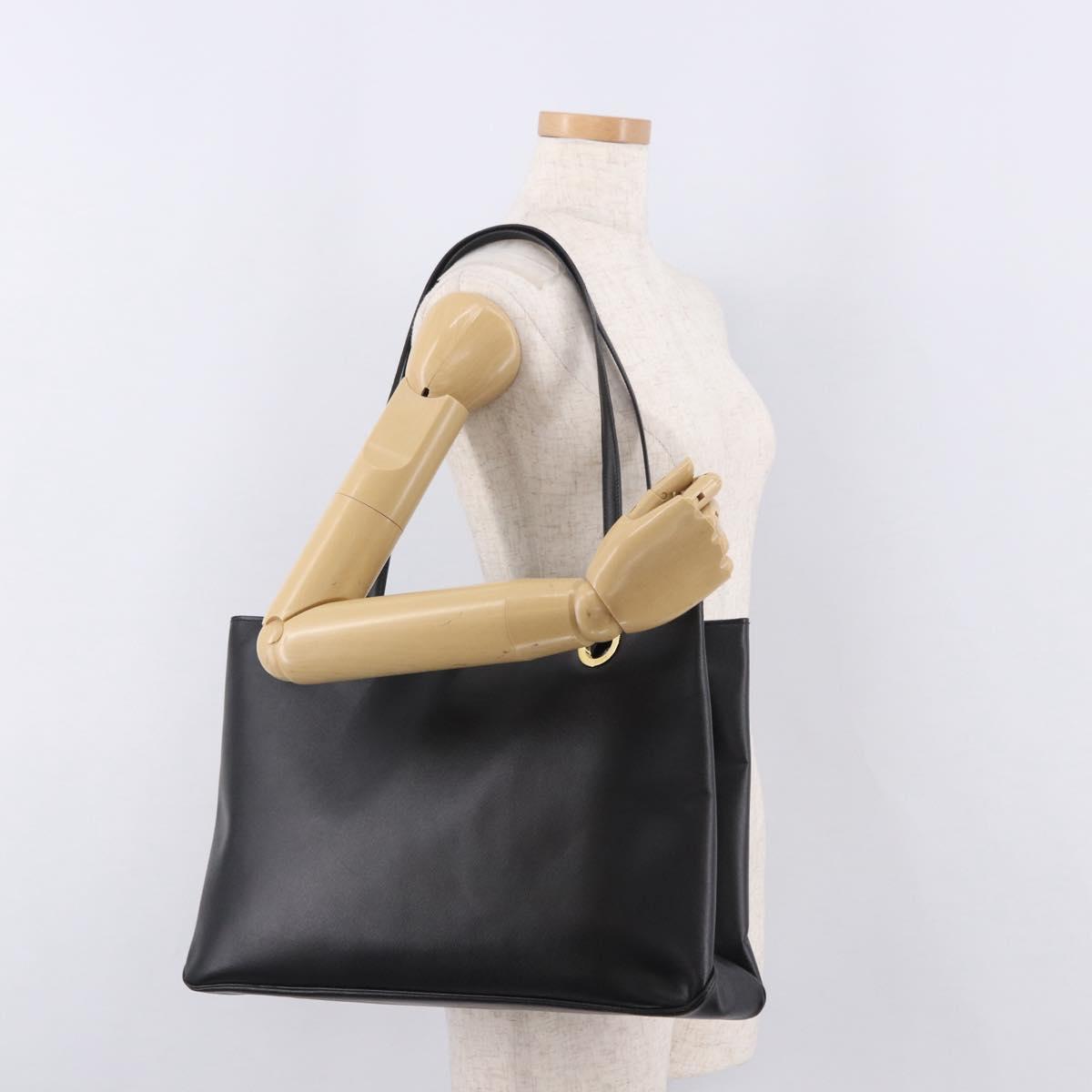 Salvatore Ferragamo Tote Bag Leather Black Gold Auth 186649A