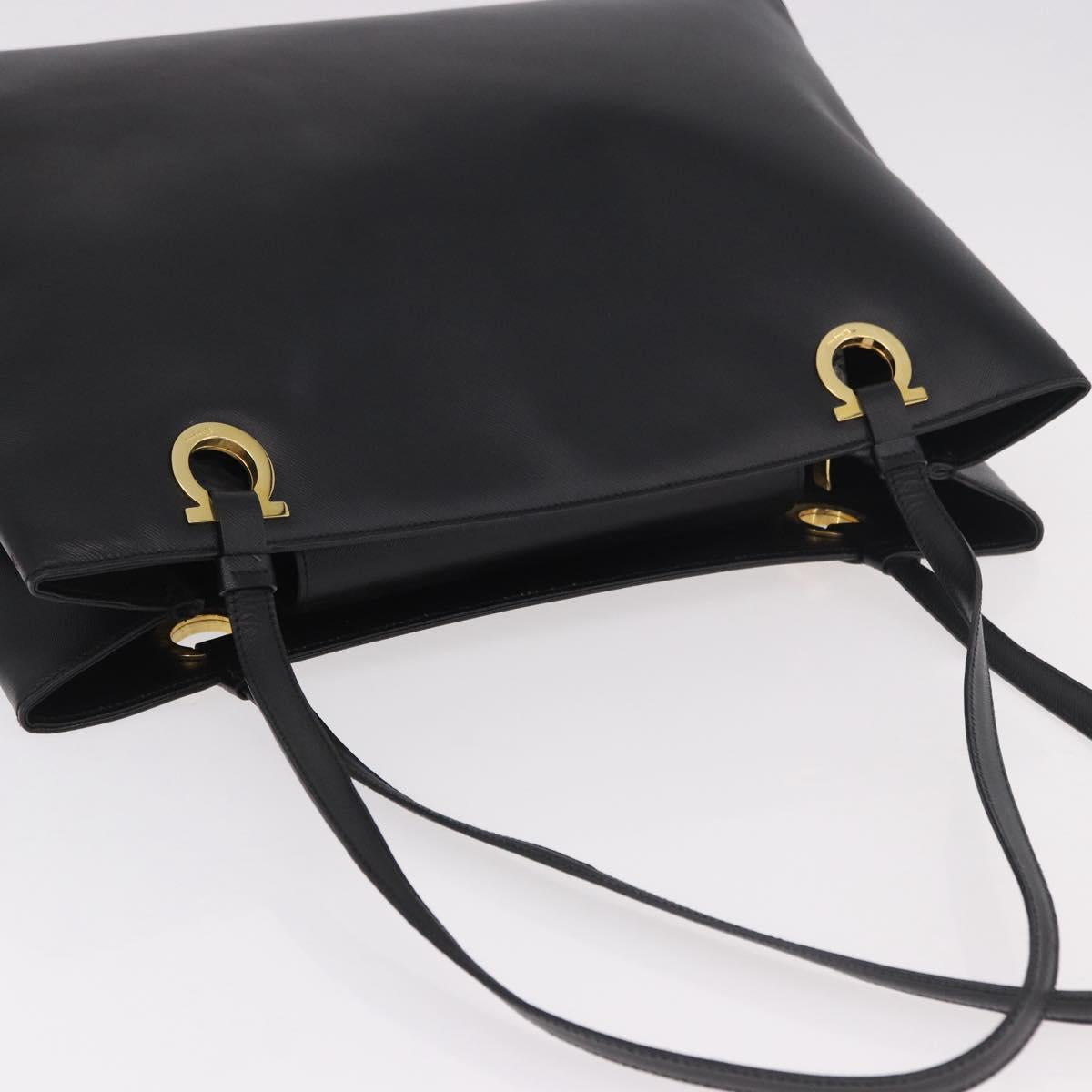 Salvatore Ferragamo Tote Bag Leather Black Gold Auth 186649A