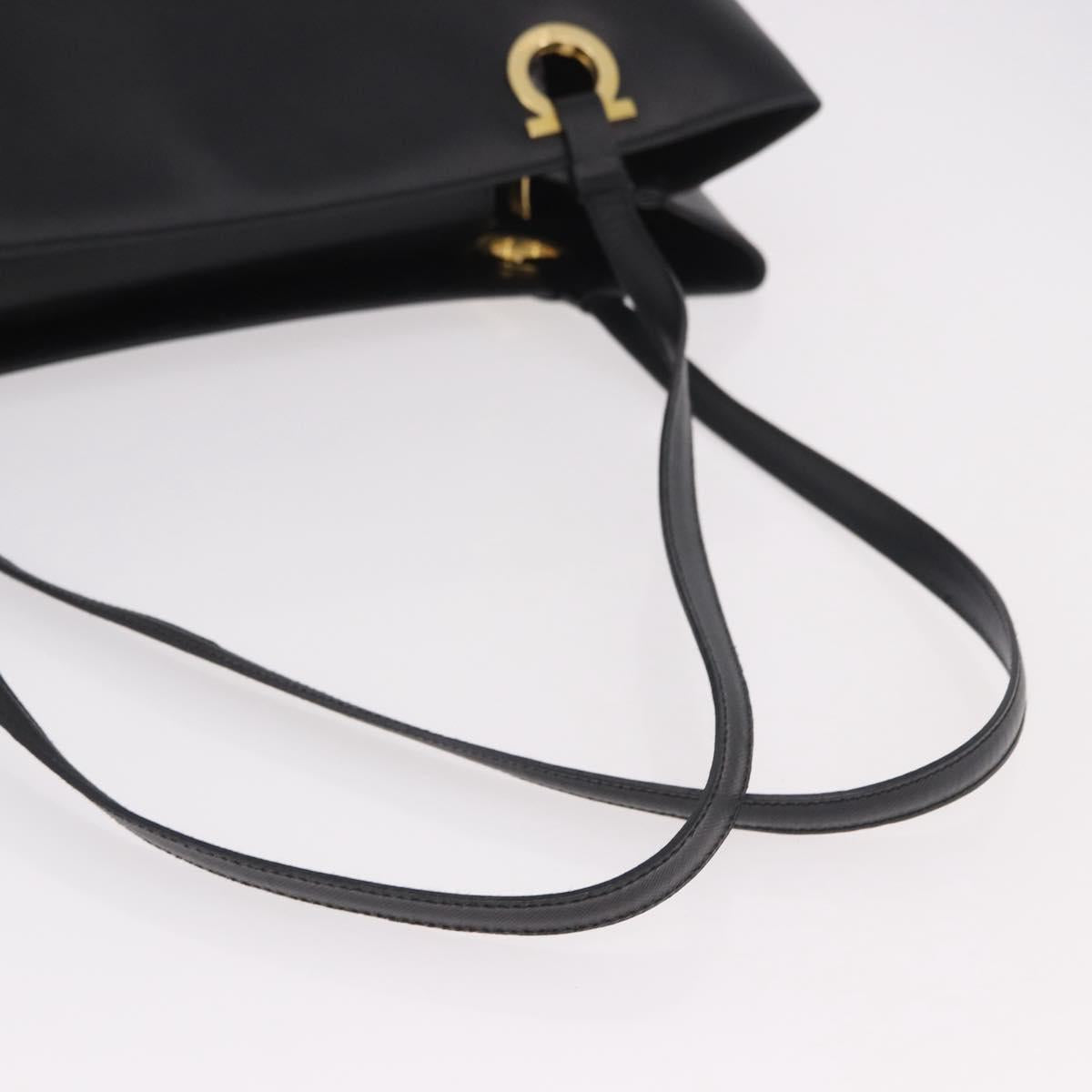 Salvatore Ferragamo Tote Bag Leather Black Gold Auth 186649A