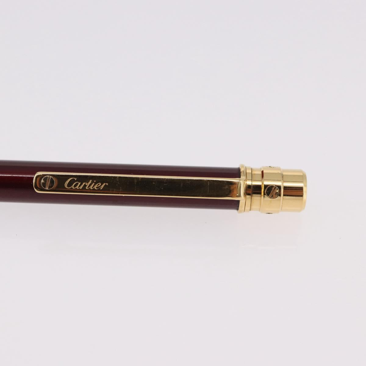 CARTIER Santos de Cartier Ballpoint Ballpoint Pen metal Bordeaux Auth 186650M