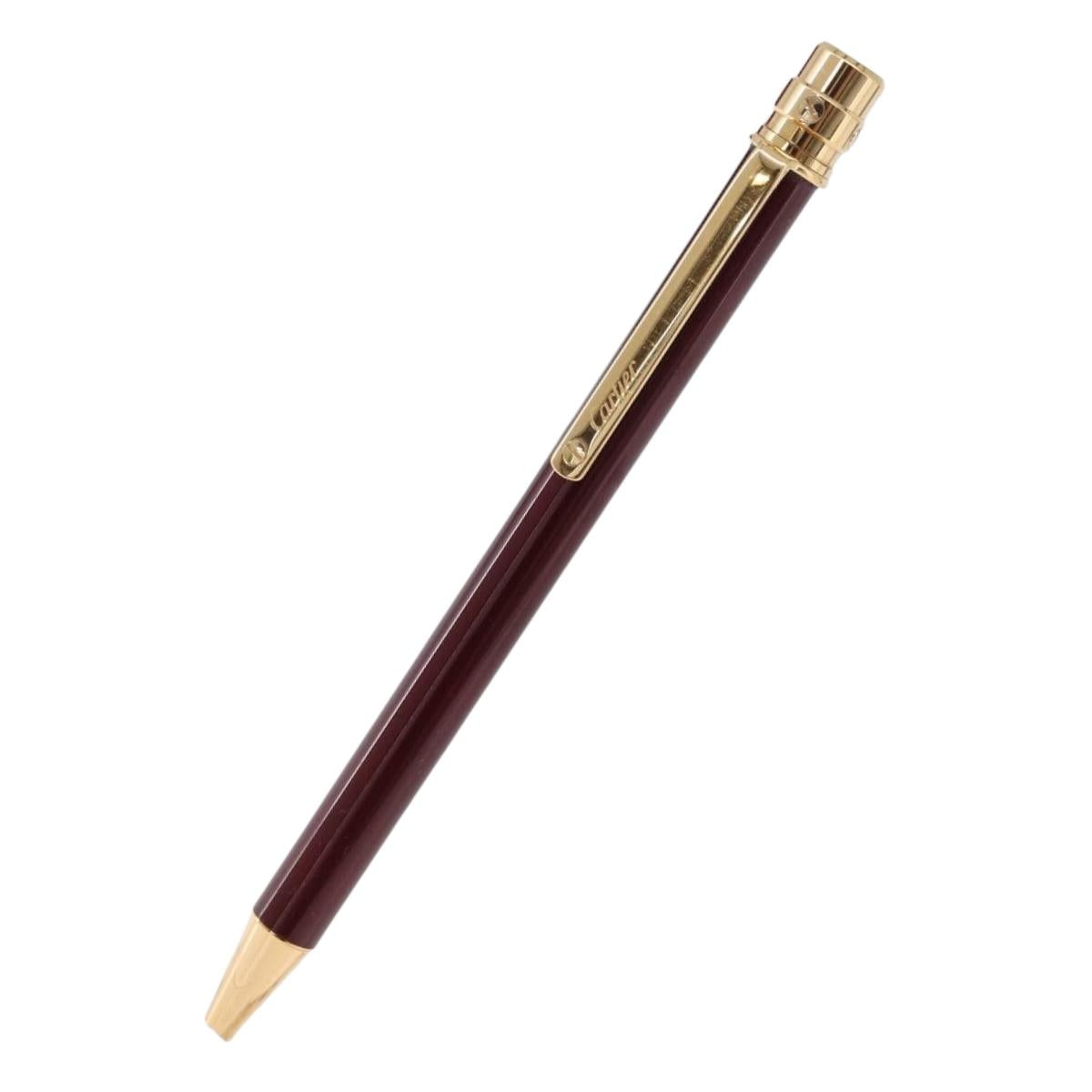 CARTIER Santos de Cartier Ballpoint Ballpoint Pen metal Bordeaux Auth 186650M