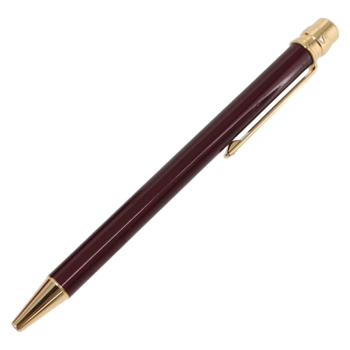 CARTIER Santos de Cartier Ballpoint Ballpoint Pen metal Bordeaux Auth 186650M