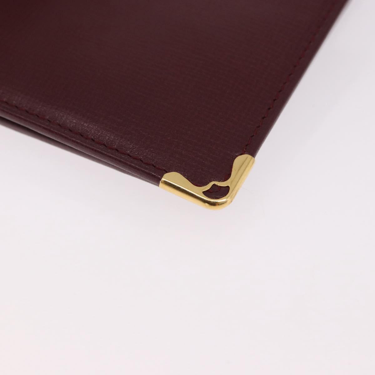 CARTIER Must Line Bifold Wallet Leather Bordeaux Gold Auth 186651A