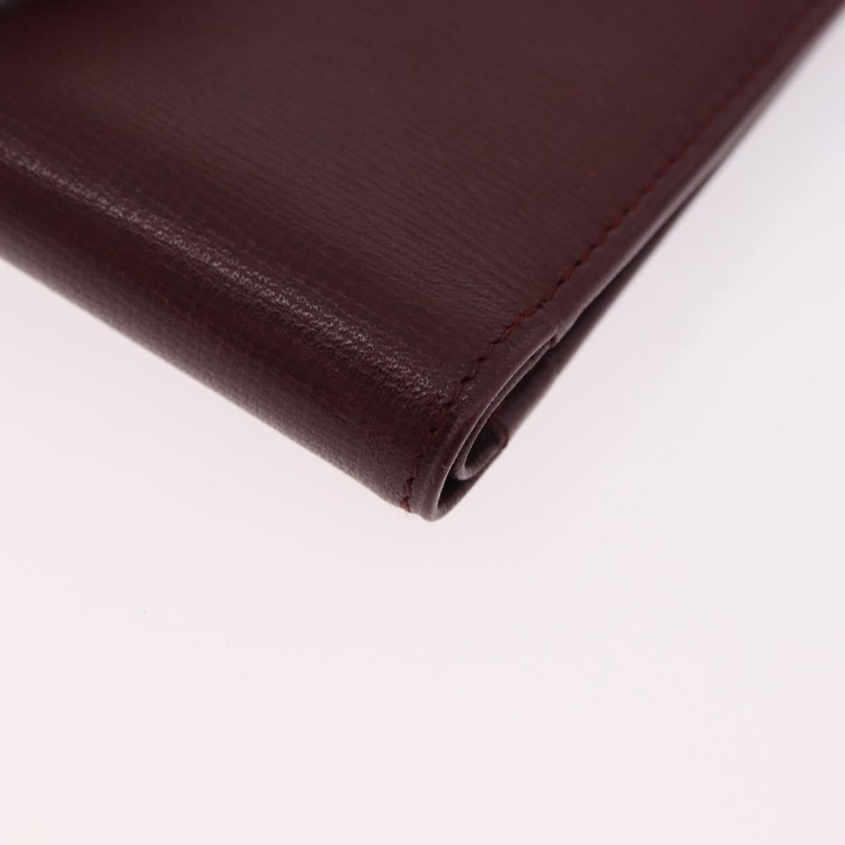 CARTIER Must Line Bifold Wallet Leather Bordeaux Gold Auth 186651A