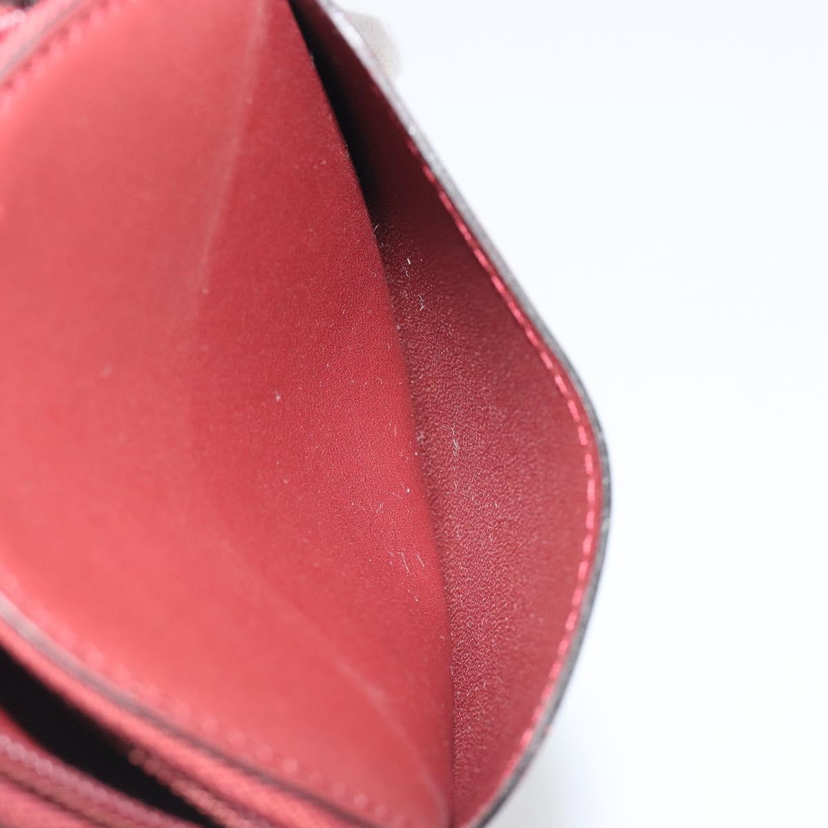 CARTIER Must Line Coin Purse Leather Bordeaux Gold Auth 186652A