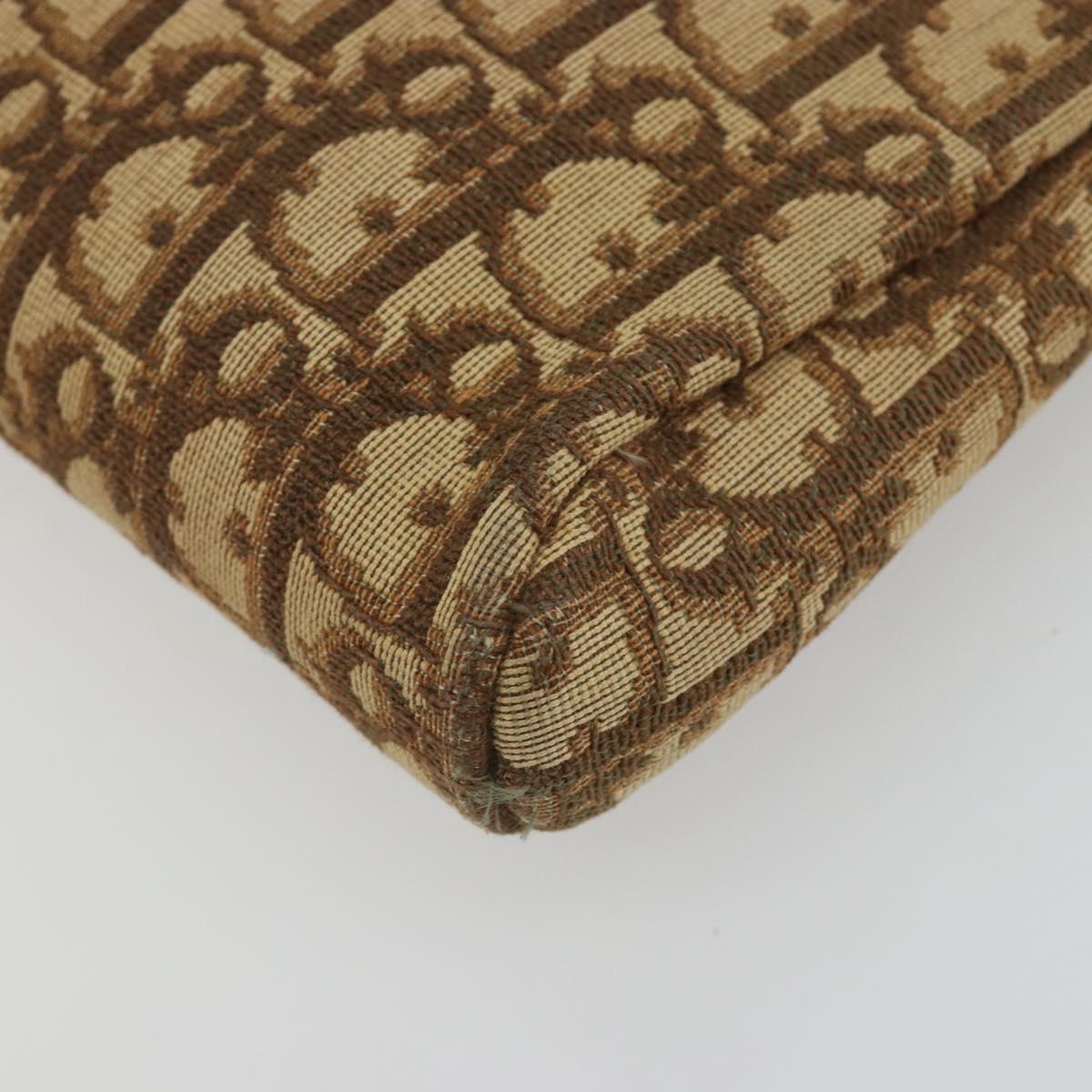Christian Dior Trotter Canvas Clutch Bag Brown Gold Auth 186654