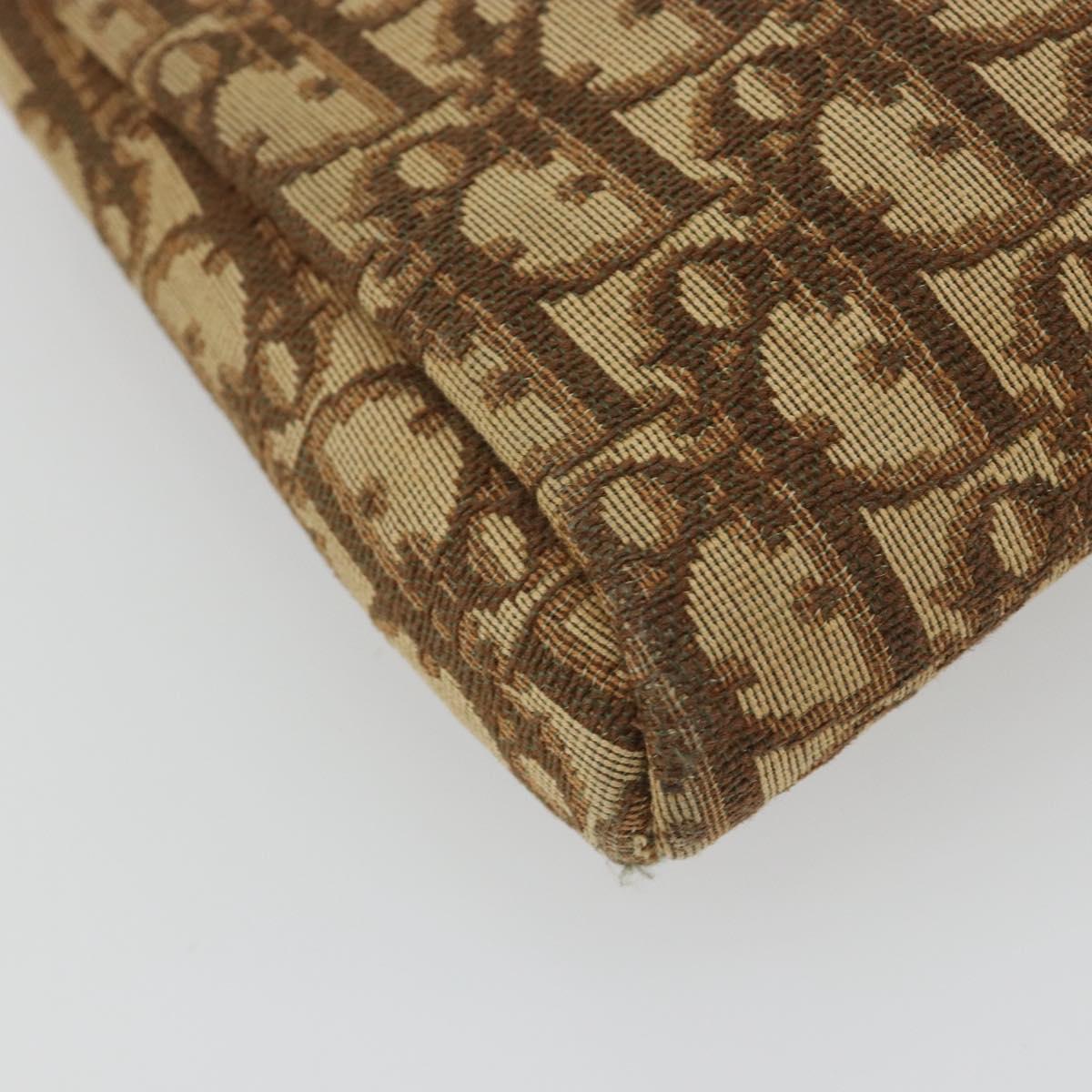 Christian Dior Trotter Canvas Clutch Bag Brown Gold Auth 186654