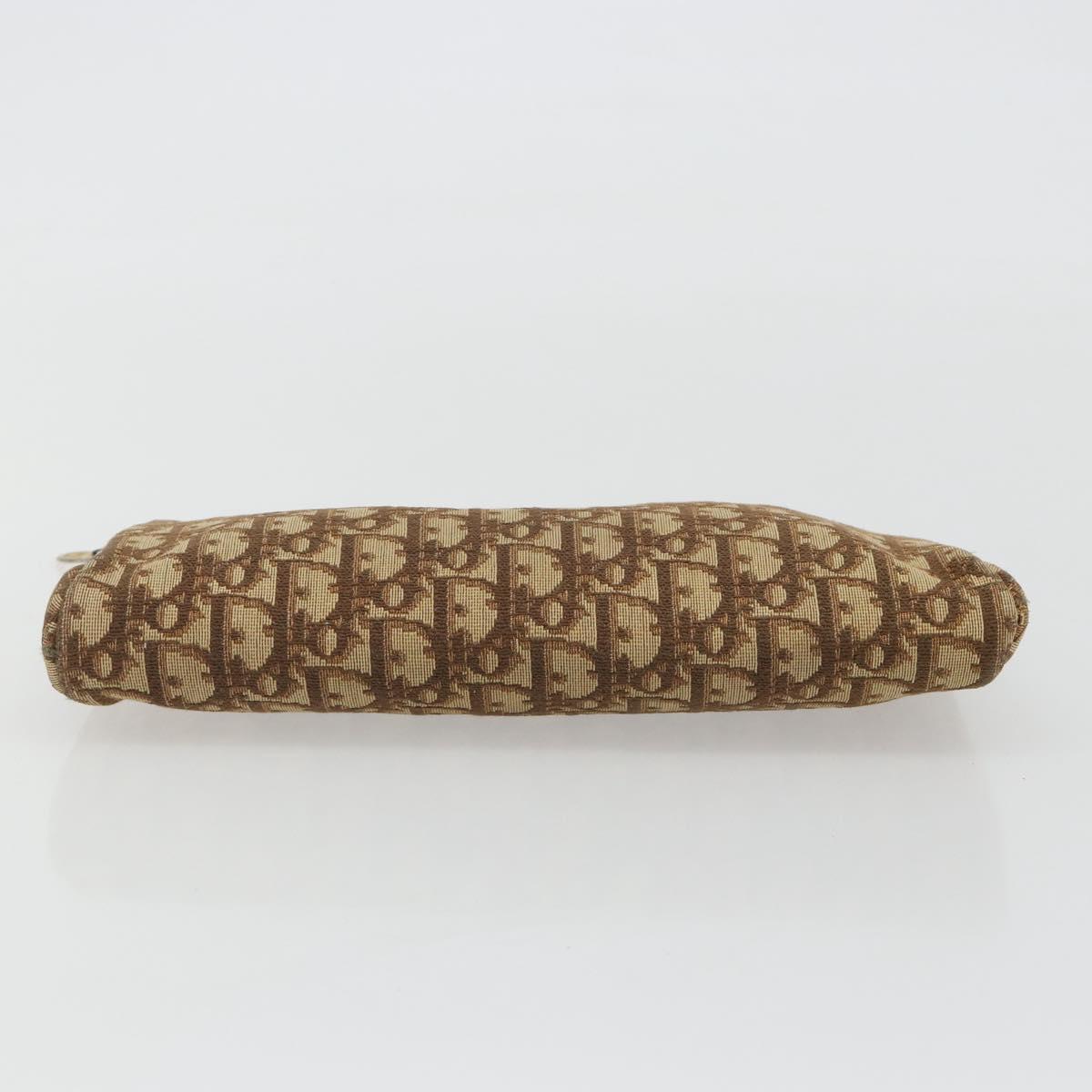 Christian Dior Trotter Canvas Clutch Bag Brown Gold Auth 186654