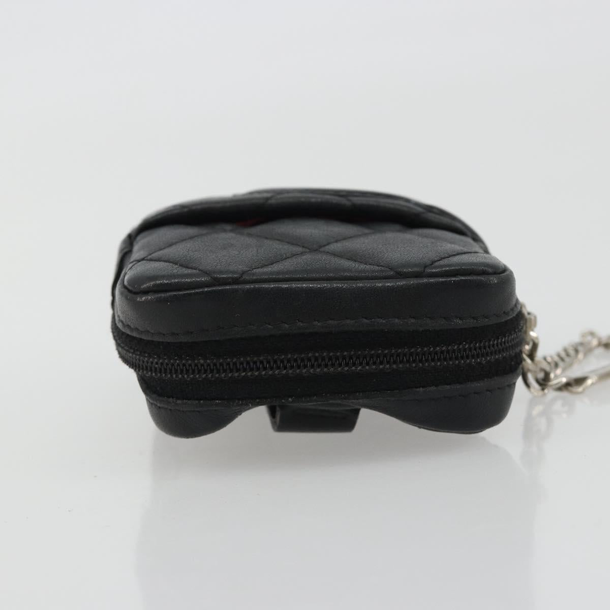CHANEL Matelasse Cambon Line Pouch Lamb Skin Black CC Auth 186655